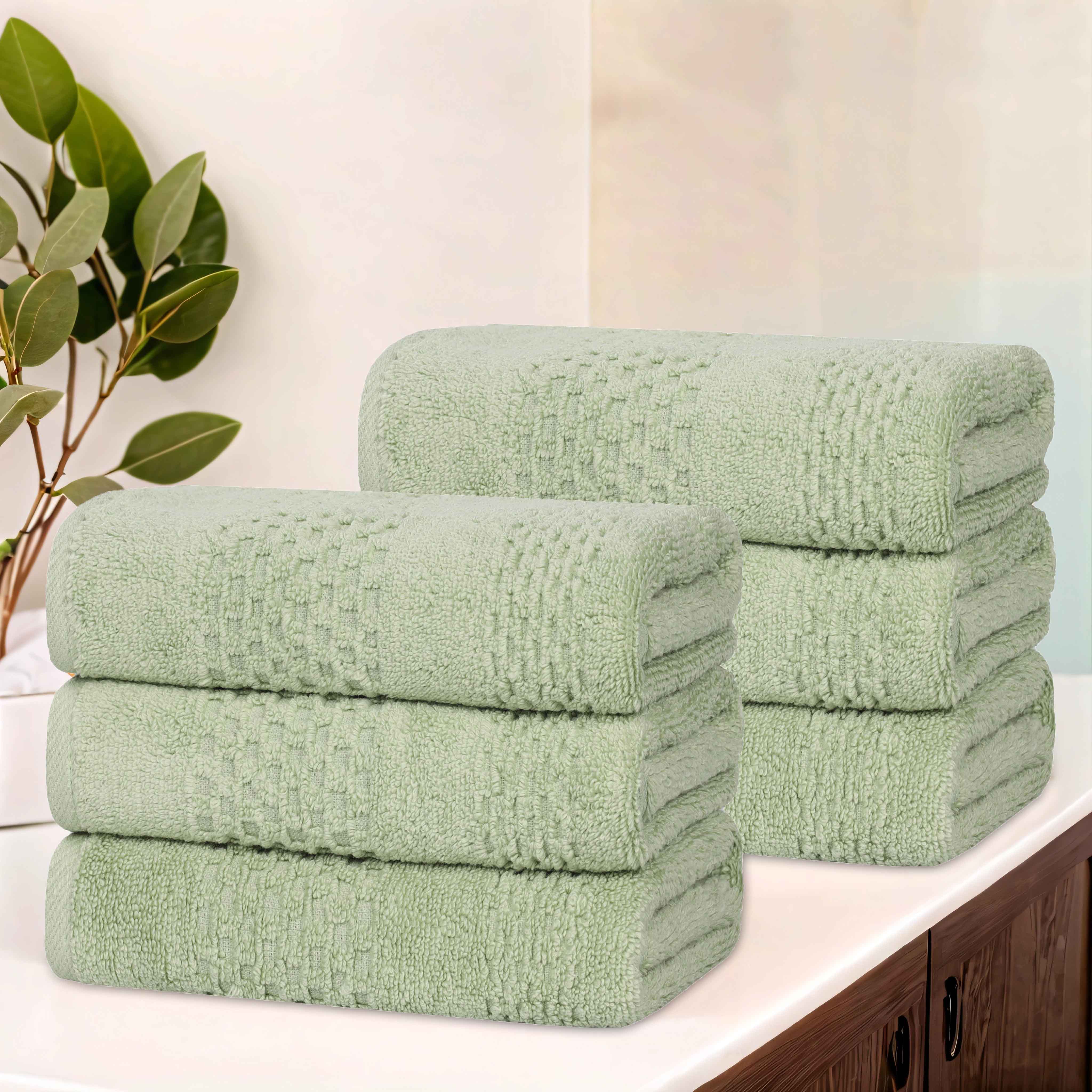 Premium 100% Cotton Waffle Weave Hand Towels - Soft & Absorbent Bath Towel Set of 6 for Kitchen, Bathroom & Spa - Zero Twist Playa Collection (Beige)