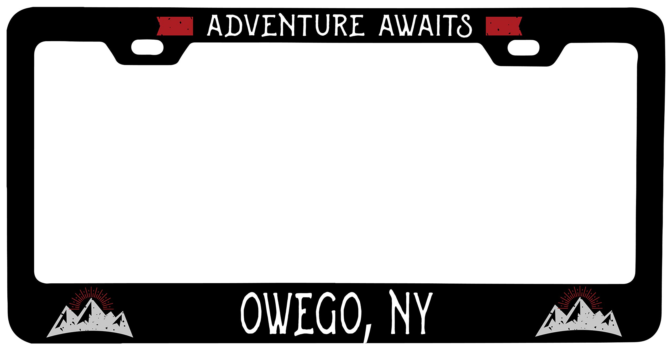 R and R Imports Owego New York Vanity Metal License Plate Frame - Custom Car Accessories for Personalization & Style Upgrade - Perfect for Cars, Trucks, Motorcycles & Garage Decor