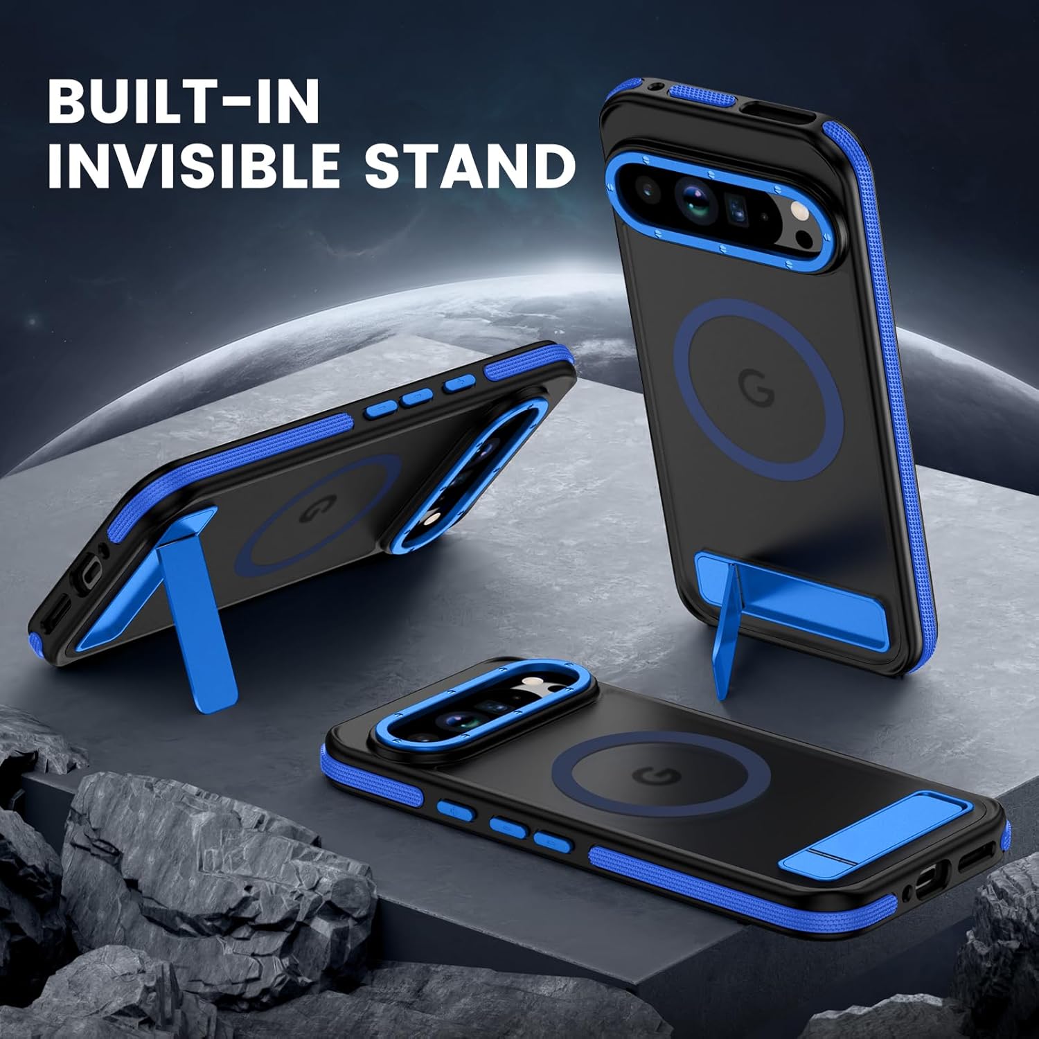Google Pixel 9 Pro XL MagSafe Case with Metal Kickstand - Shockproof Protective Cover, Magnetic Wireless Charging Compatible, Rugged Drop Protection, Full Camera & Screen Guard | Perfect for Travel, Work & Hands-Free Viewing