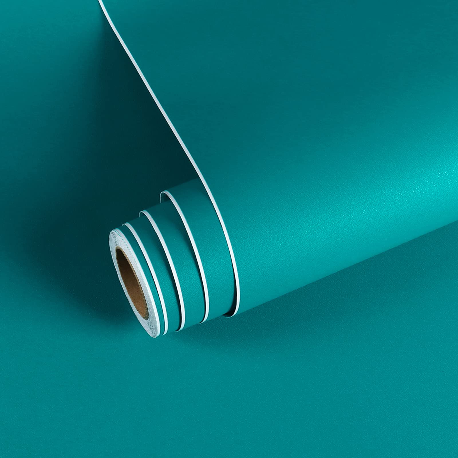 VEELIKE 15.7''x118'' Matte Turquoise Blue Peel and Stick Wallpaper - Waterproof Self-Adhesive Vinyl Contact Paper for Walls, Cabinets, Countertops & Shelves | Textured Decorative Wall Covering for Bedroom, Kitchen & Home Decor