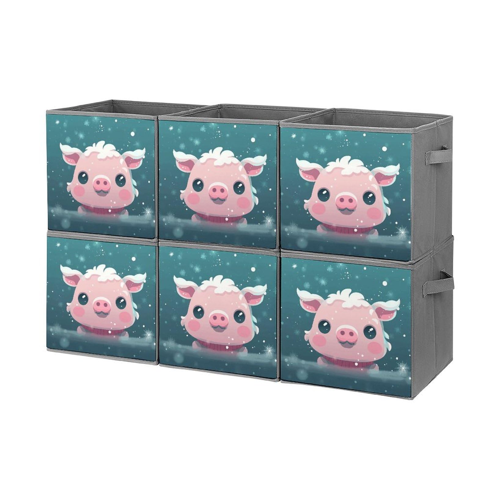 Collapsible Storage Bins with Handles - 6PCS Waterproof Cube Organizers for Home, Office & Toys