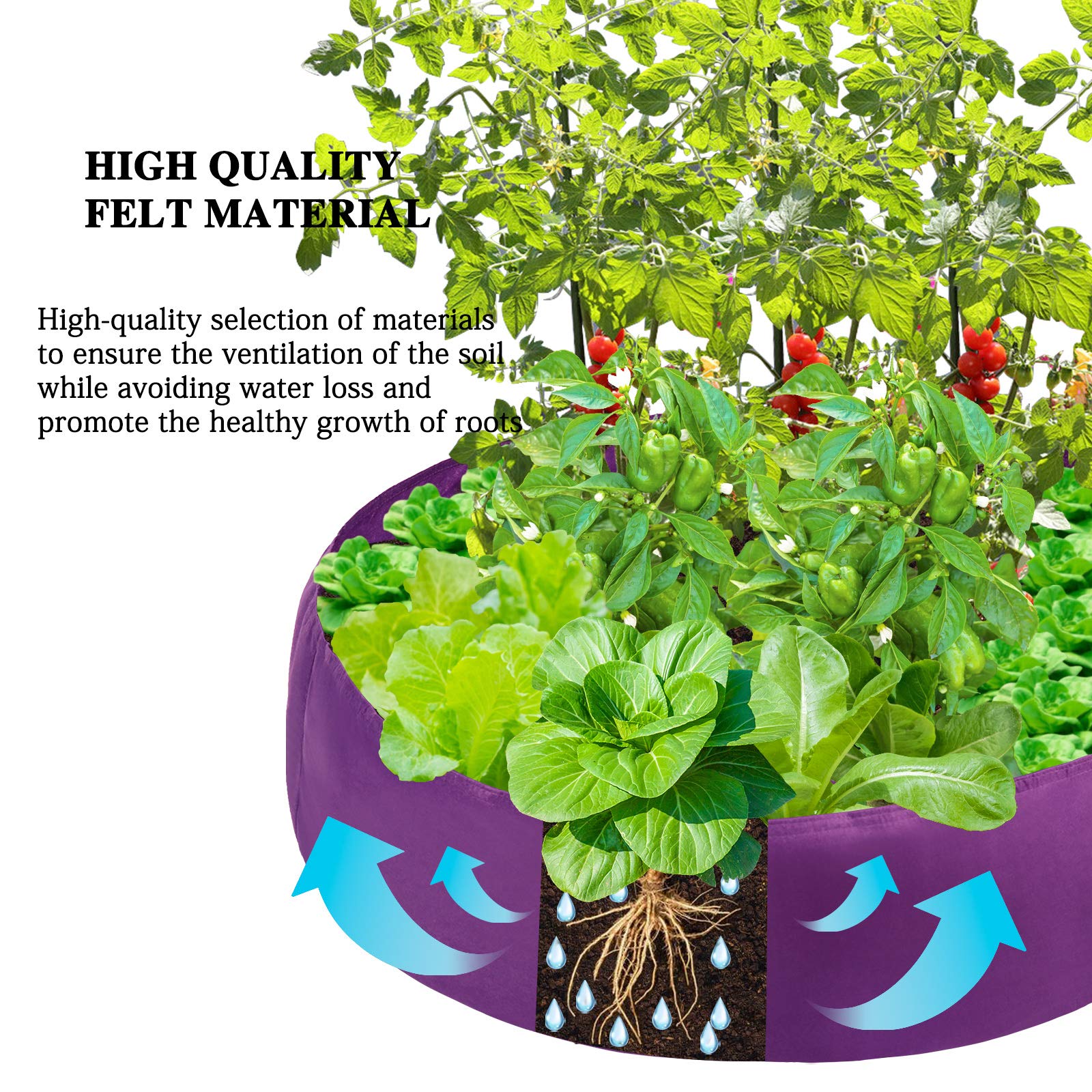 GWOKWAI 100 Gallon Heavy Duty Fabric Raised Garden Bed - Aeration Grow Bag Planter for Vegetables, Fruits, Flowers | Durable Outdoor Planting Solution for Patio, Backyard & Urban Gardening