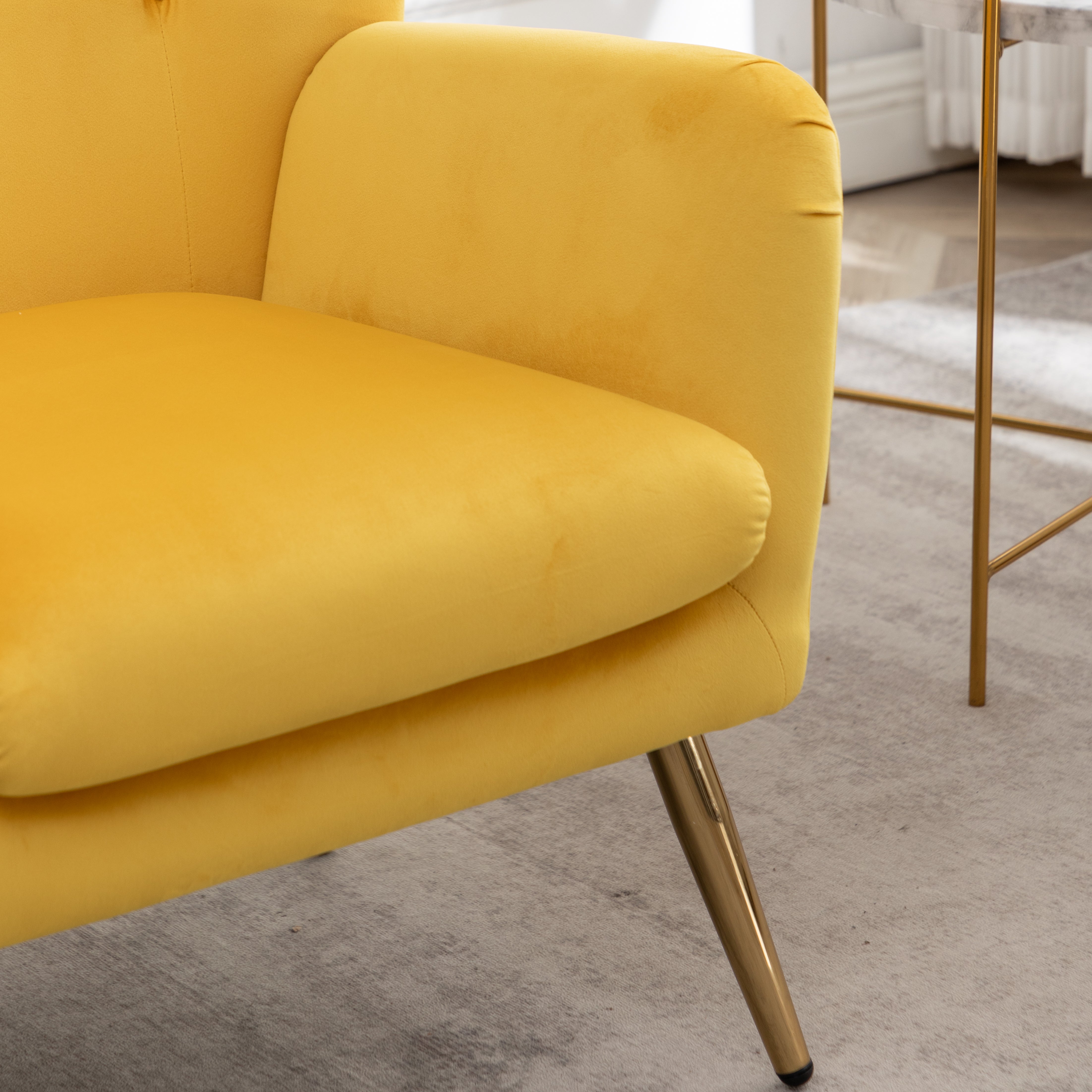 Roundhill Furniture Sovarol Velvet Button Tufted Wingback Accent Chair - Luxurious Living Room Seating for Home Office, Bedroom & Lounge Decor