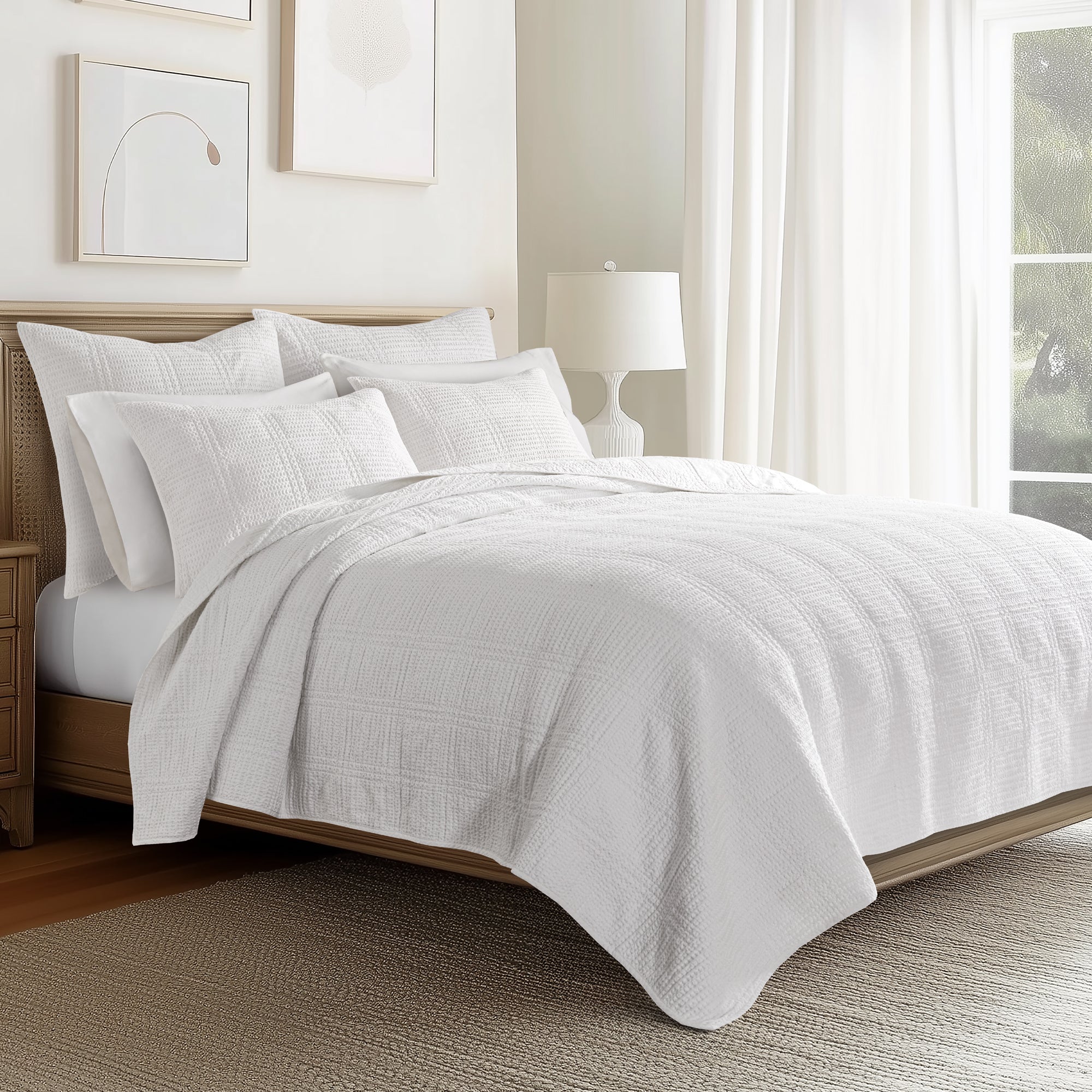 Luxury Cloud Waffle Quilt Set - Ultra Soft Breathable Bedding - Queen Size Comforter & Duvet Cover - Perfect for Cozy Bedroom & Guest Room Decor