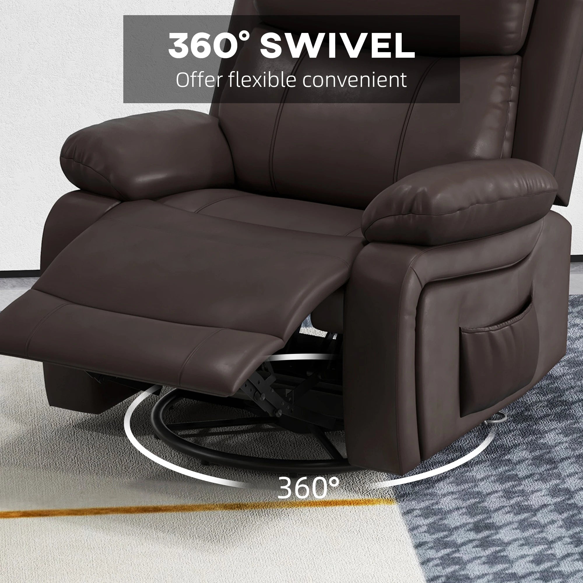 Premium Faux Leather Vibration Massage Reclining Swivel Chair - 3 Color Options for Home, Office & Gaming Relaxation