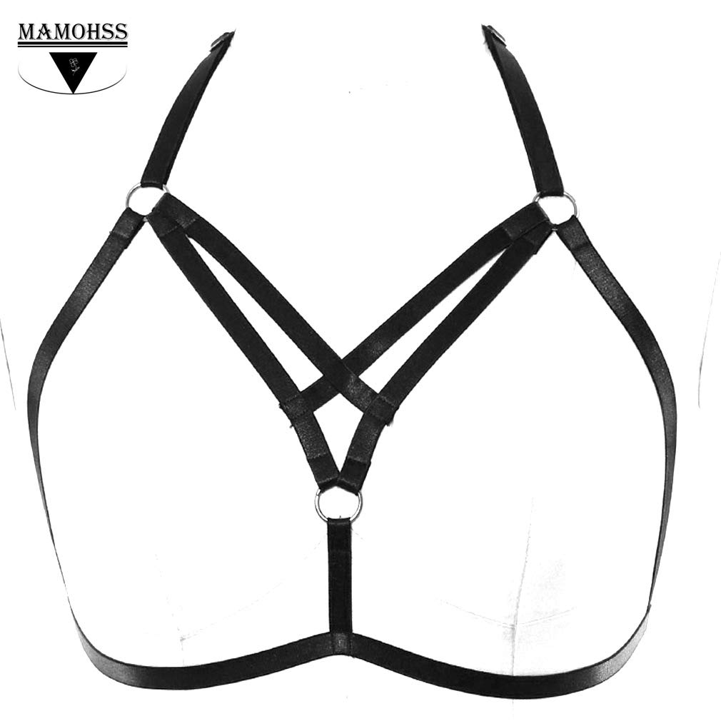 MAMOHSS Women's Adjustable Elastic Strappy Lingerie Bra - Modern Stylish Body Harness Caged Bralette for Date Night, Club Wear & Boudoir Fashion