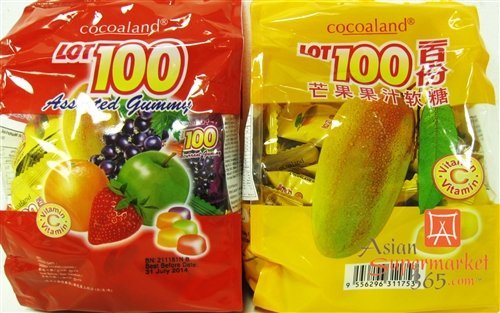 2 Packs of Cocoaland LOT 100 Gummy Candy - Mango & Mixed Fruit Flavor (100g Each) | Delicious Chewy Snacks for Parties, School Lunch & Movie Nights