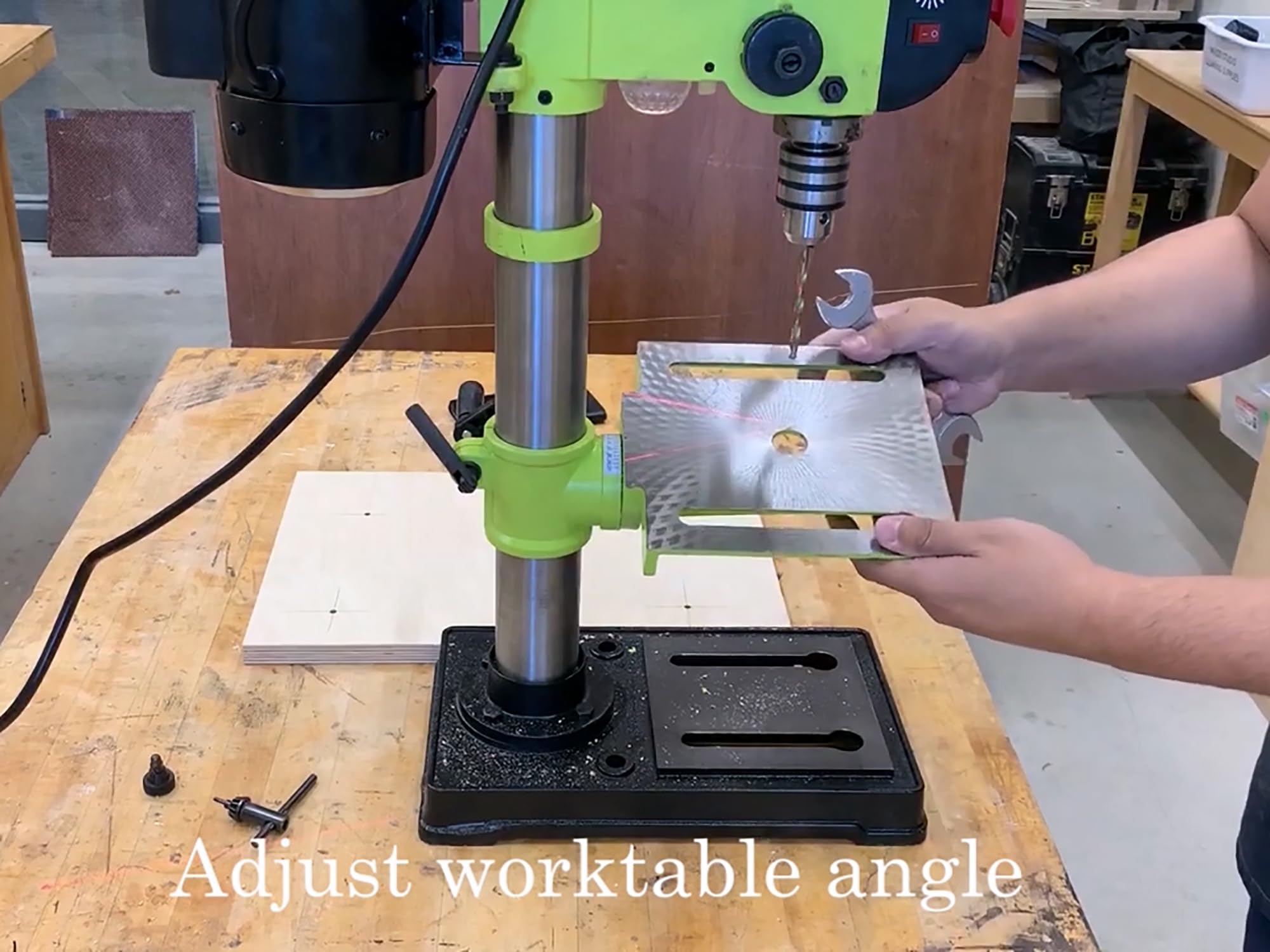 10-Inch Benchtop Drill Press 3.4 Amps 5-Speed with Laser Alignment & LED Light - Perfect for Woodworking, Metalworking, and DIY Home Projects