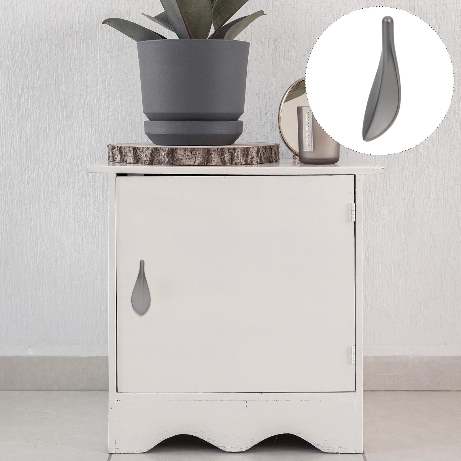 2 Pack Leaf Shaped Cabinet Handles - Brushed Nickel Kitchen Cabinet Pulls, Decorative Leaf Design Door Handles for Furniture & Home Decor - Perfect for Cabinets, Drawers, and Wardrobes