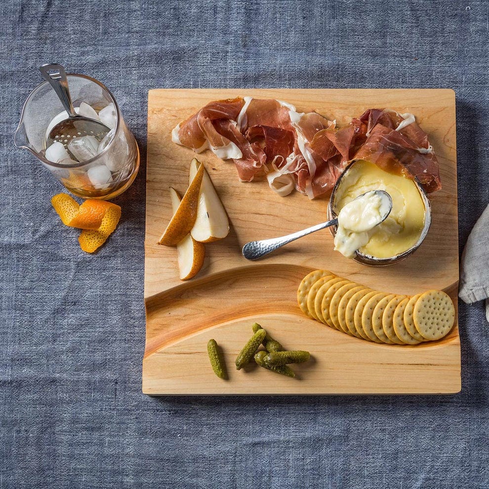 J.K. Adams Maple Square Cheese Board with Cracker Groove - 12 Inch Premium Wooden Serving Tray for Cheese, Charcuterie & Entertaining - Perfect for Parties, Wine Tasting & Holiday Gatherings