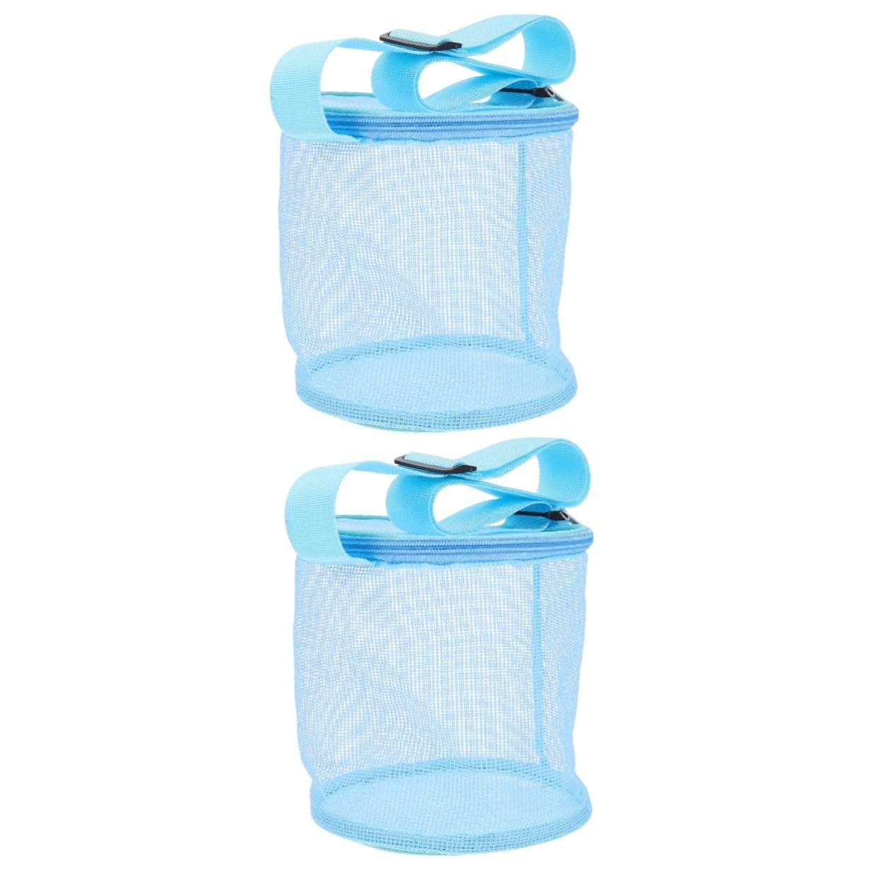 2 Pack Blue PVC Mesh Shell Bags - Foldable Tote Beach Bags for Towels, Puffer Jackets & Vacuum Sealer Storage | Waterproof Outdoor Organizer for Beach Trips, Poolside & Travel Accessories