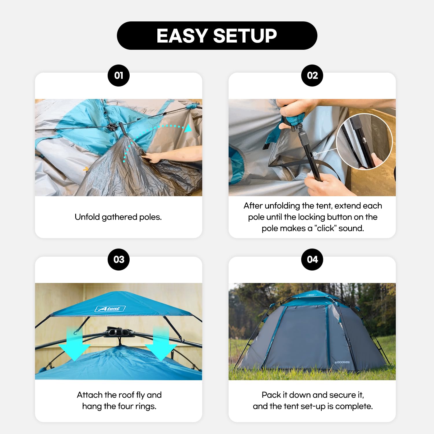 2-3 Person Instant Pop Up Tent for Camping - 60 Second Easy Setup Waterproof Dome Tent for Outdoor Adventures, Beach Trips & Travel | Perfect for Family Camping, Hiking & Backpacking