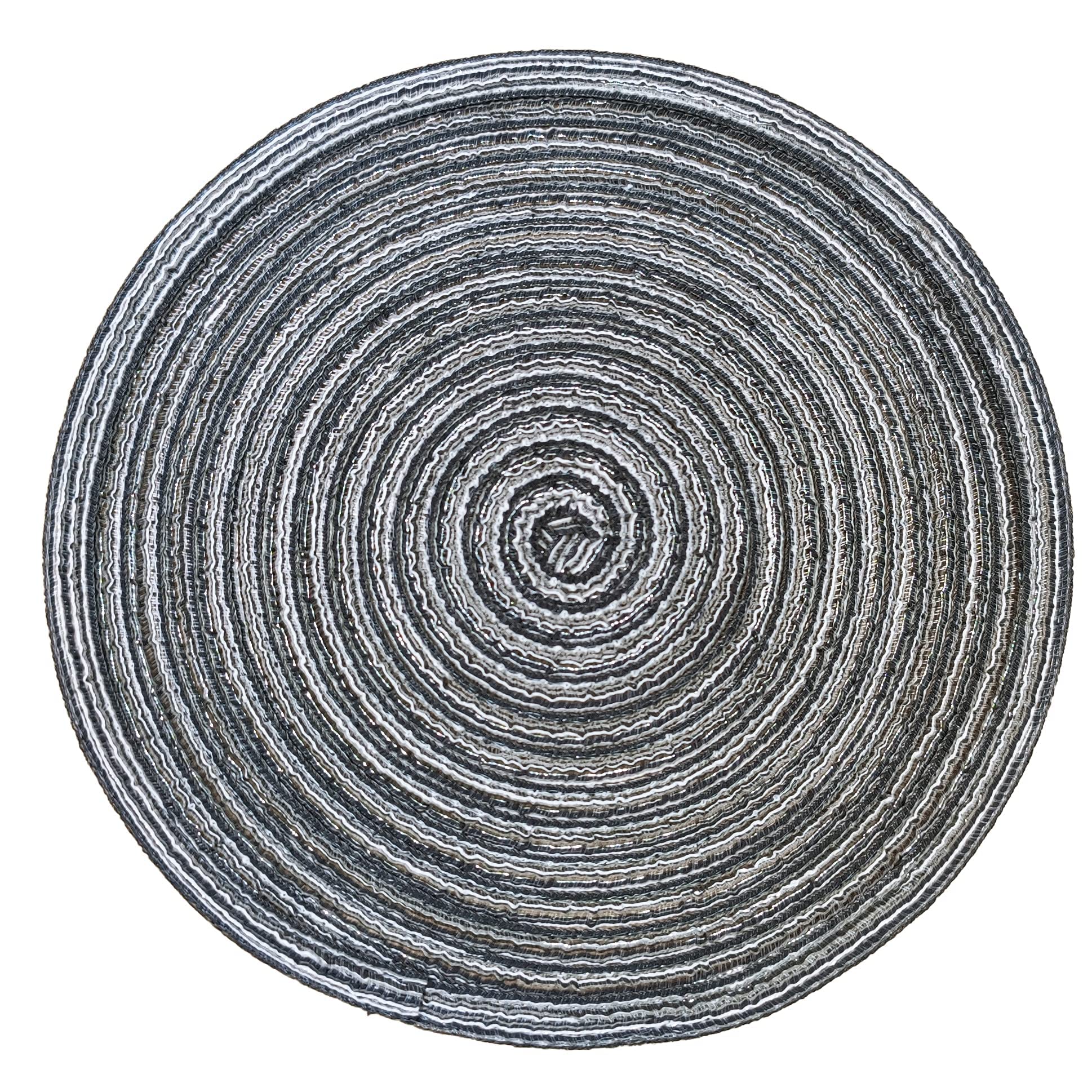 8-Pack Round Braided Heat-Resistant Placemats - 11.8 Inch Kitchen Table Mats in Black & Grey | Perfect for Dining, Parties & Home Decor
