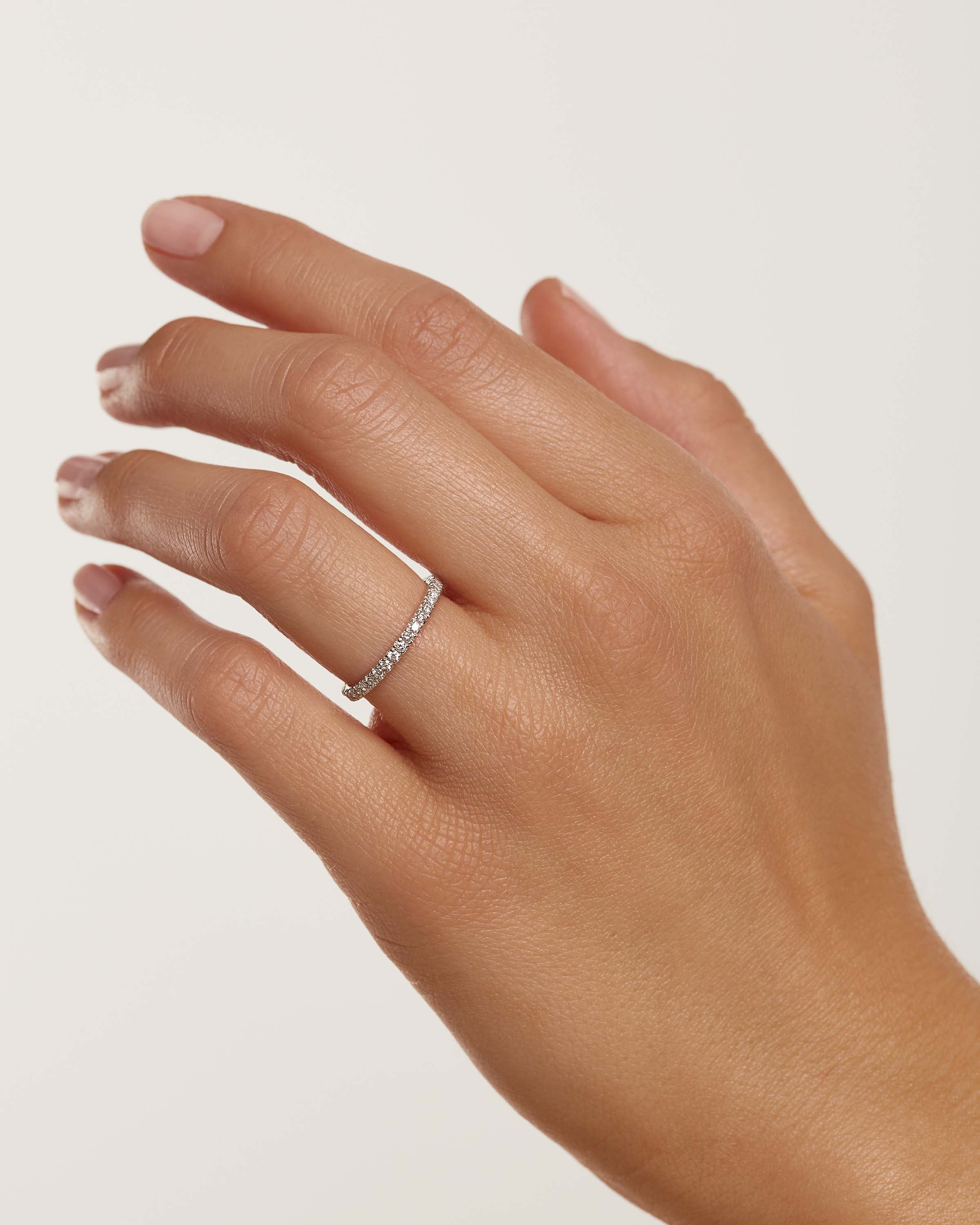 Diamond & White Gold Eternity Ring for Women - Medium Size Wedding Band, Anniversary Gift, Bridal Jewelry for Engagement, Promise or Special Occasions