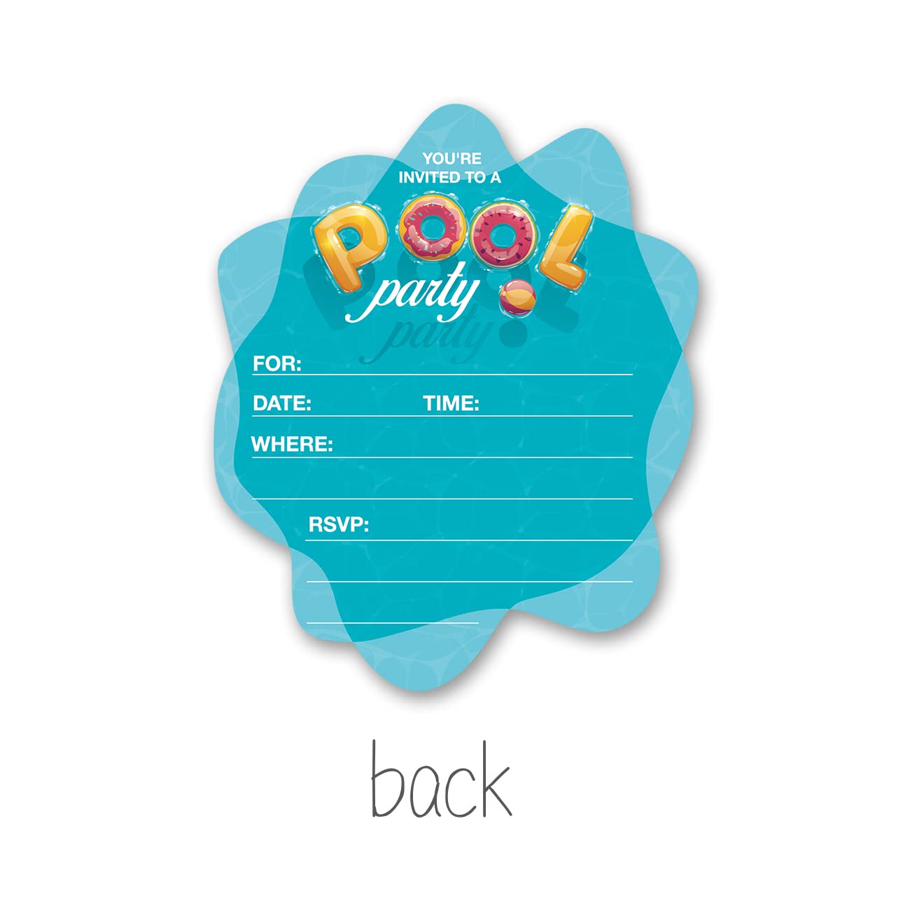 Pool Party Invitations with Envelopes - 20 Pack Swimming Pool Shaped Invite Cards for Birthday, Baby Shower & Summer Parties | Double-Sided Design | Perfect for Kids, Teens & Adults Outdoor Celebrations