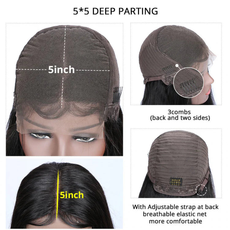 Premium 5x5 Transparent HD Lace Frontal Wig - 250% Density Super Double Drawn Human Hair Wig with Tiny Curls for Women | Perfect for Daily Wear, Parties & Special Occasions