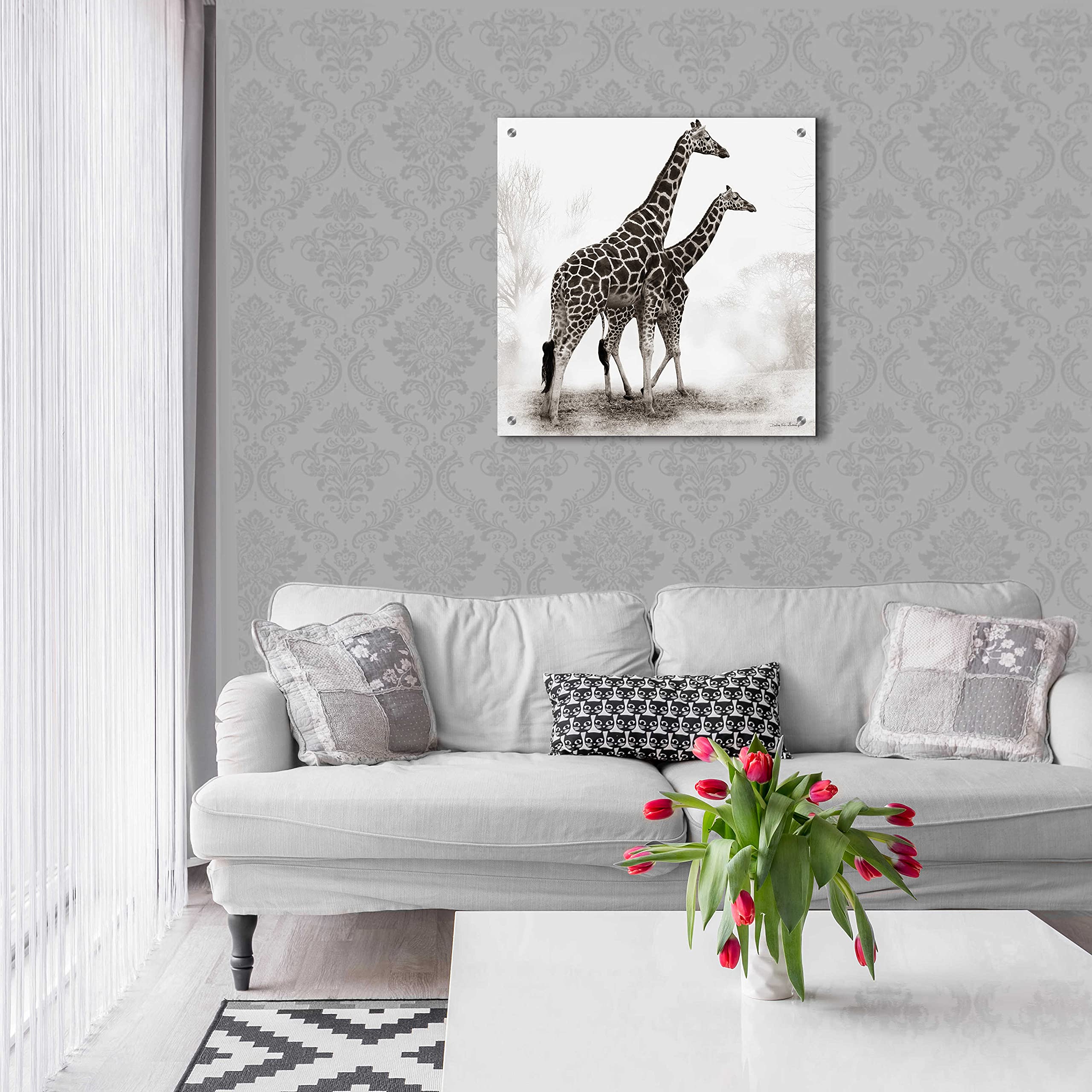 Debra Van Swearingen Giraffe III Acrylic Glass Wall Art - 24x24 Inch Modern Animal Painting for Living Room, Bedroom & Office Decor