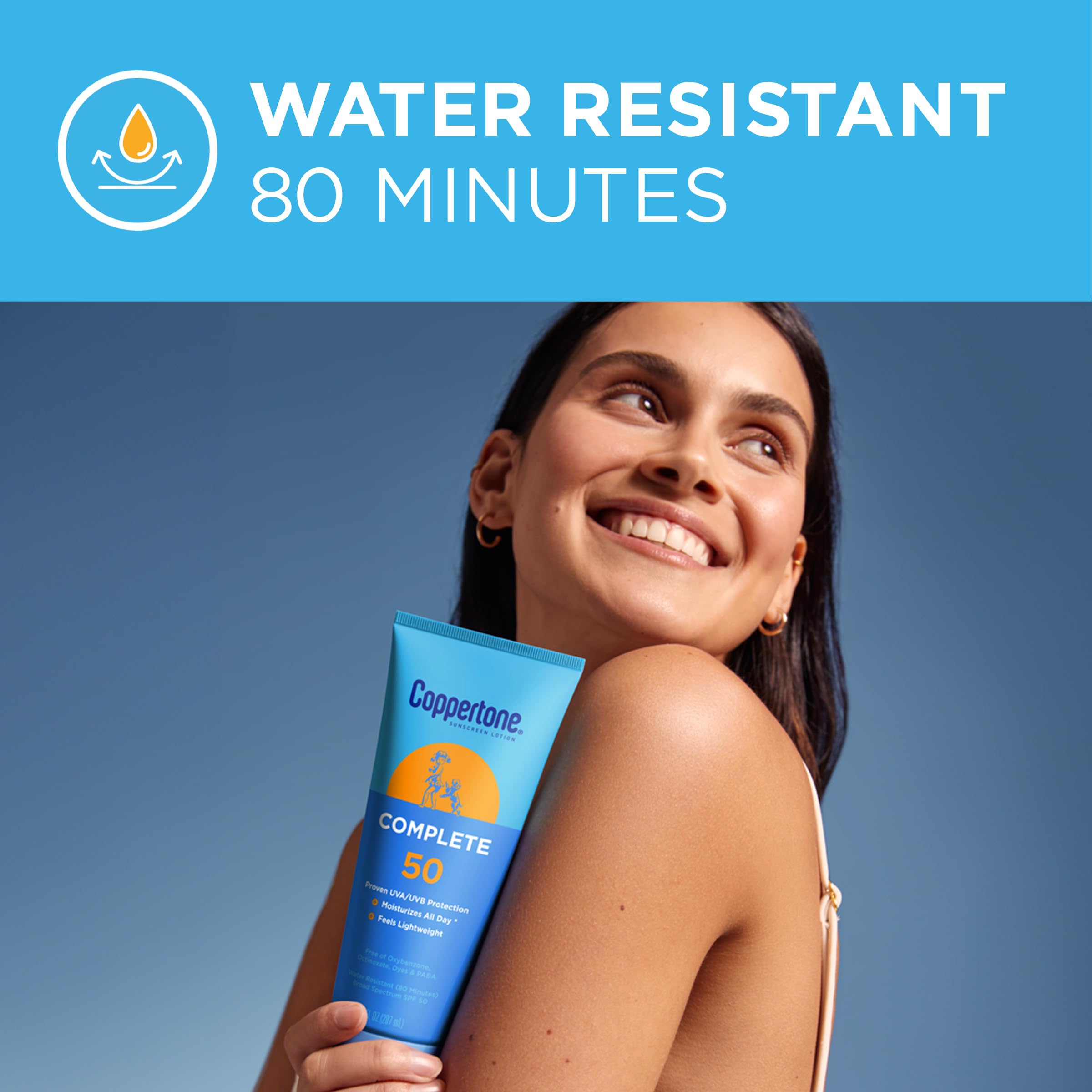Coppertone SPF 50 Sunscreen Lotion - Lightweight, Moisturizing & Water Resistant Sun Protection (7 Fl Oz) - Perfect for Beach, Swimming & Outdoor Activities