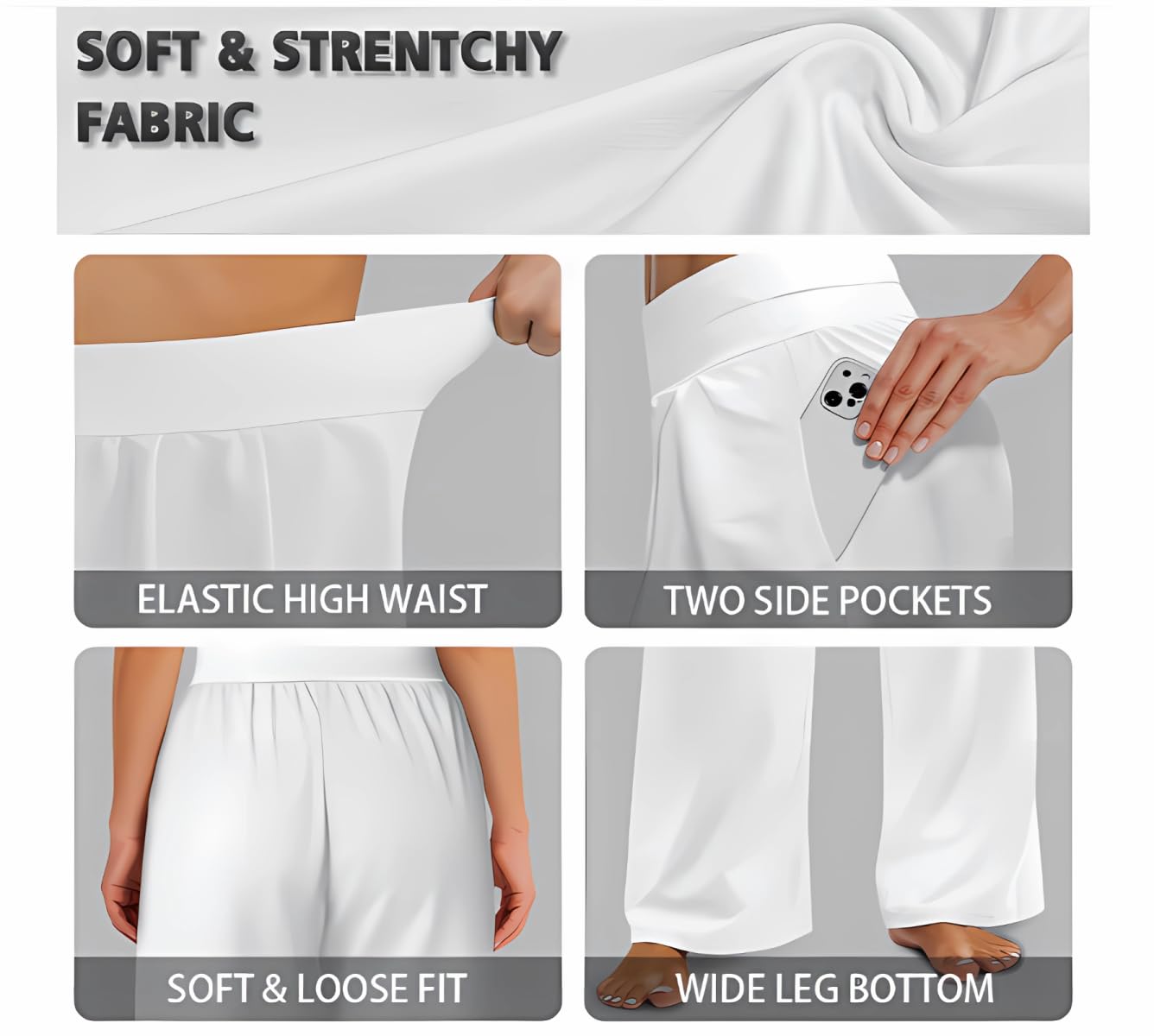 Ystardream Women's Wide Leg Pants - Casual High Waist Loose Fit Trousers for Daily Wear (Sizes S-3XL) | Perfect for Office, Travel & Weekend Outfits