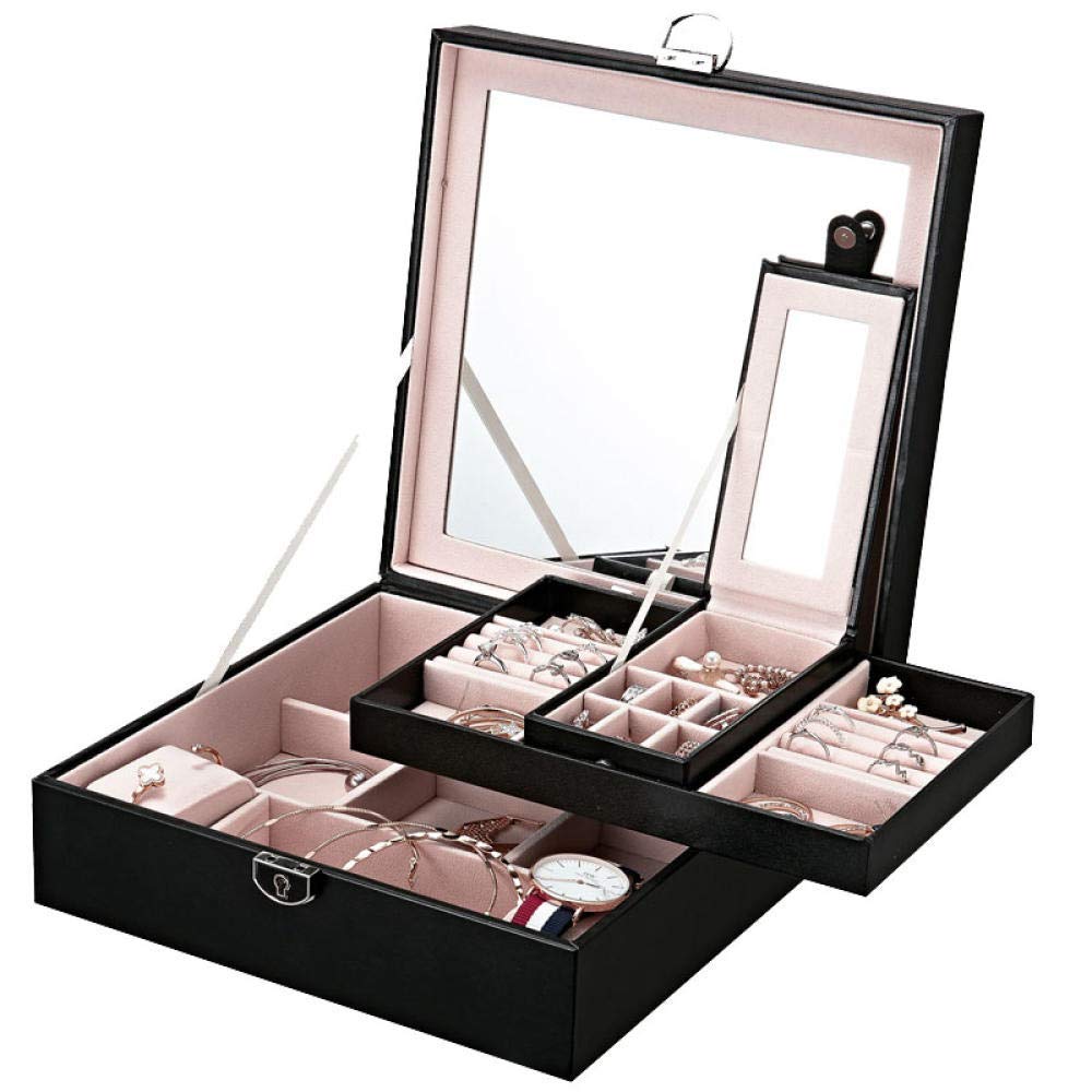 XLAHD Jewelry Box with Lock & Key - Premium Watch & Jewelry Organizer for Women - Necklace, Earrings, Ring Storage Case - Perfect for Travel, Gift & Home Decor