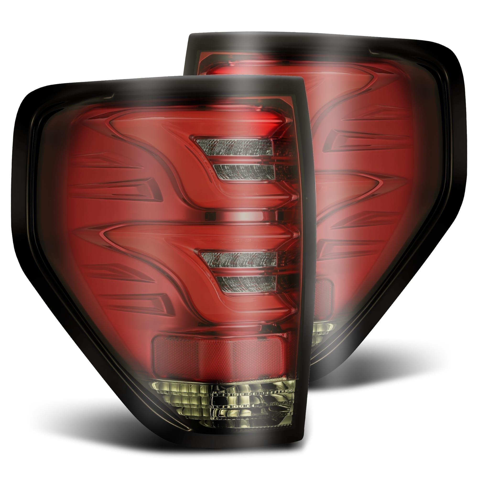 2009-2014 Ford F150 PRO Series LED Tail Lights - Red Smoke Lens - Alpha Rex 650020 - Enhanced Visibility & Style for Night Driving & Custom Truck Builds