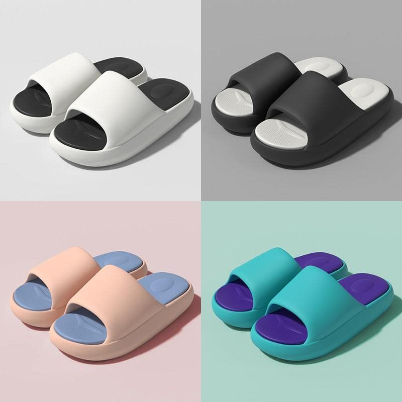 Non-Slip Couple Home Slippers - Open Toe Summer Bathroom Slides for Women & Men | Soft Sole Cozy Indoor/Outdoor Platform Sandals | Perfect for Spa, Poolside, and Relaxing at Home