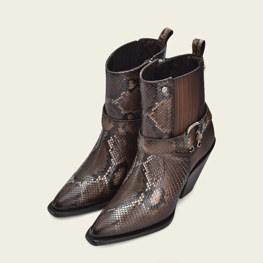Women's Cuadra Brown Western Cowgirl Python Leather Ankle Boots - Stylish & Comfortable for Rodeo, Country Dancing & Everyday Wear