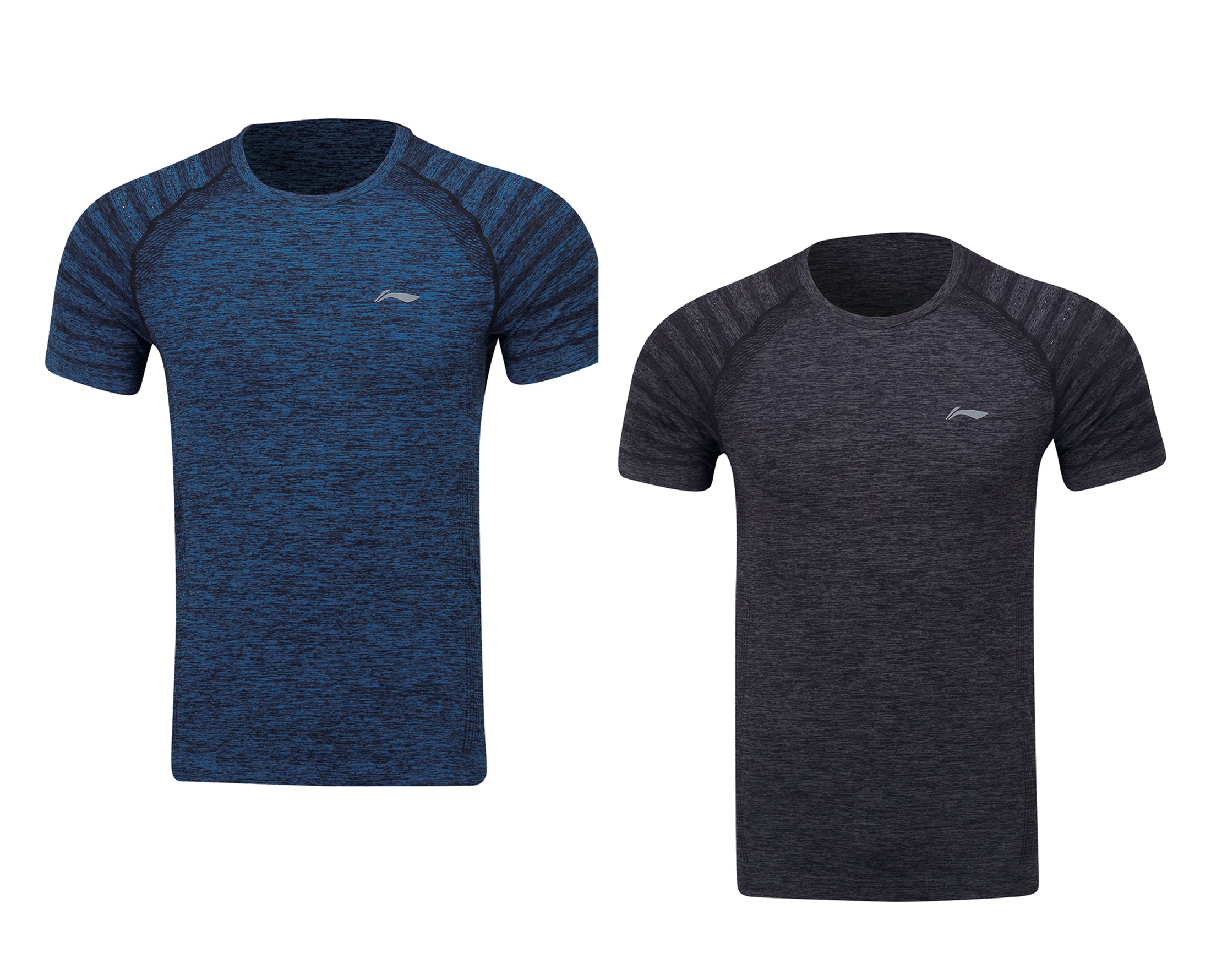 Li Ning Men's Athletic Performance T-Shirt - Moisture-Wicking, Breathable Fabric - Blue/Grey (ATSP145) - Ideal for Running, Gym Workouts & Casual Wear