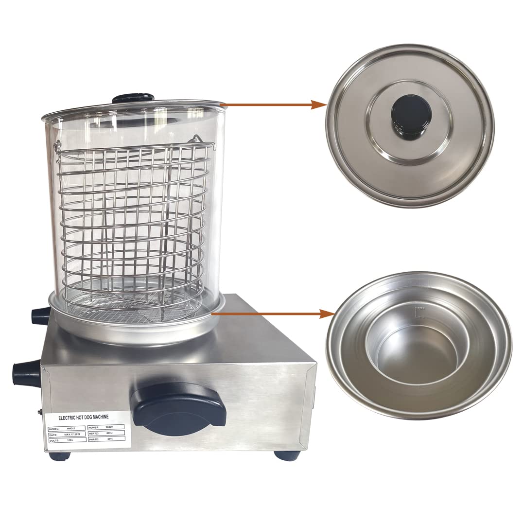 Commercial Hot Dog Warmer & Bun Toaster with Temperature Control - 110V Electric Sausage Grilling Machine for Restaurants, Food Trucks & Catering Events - Perfect for Fast Food Service, Concessions & Outdoor Cooking