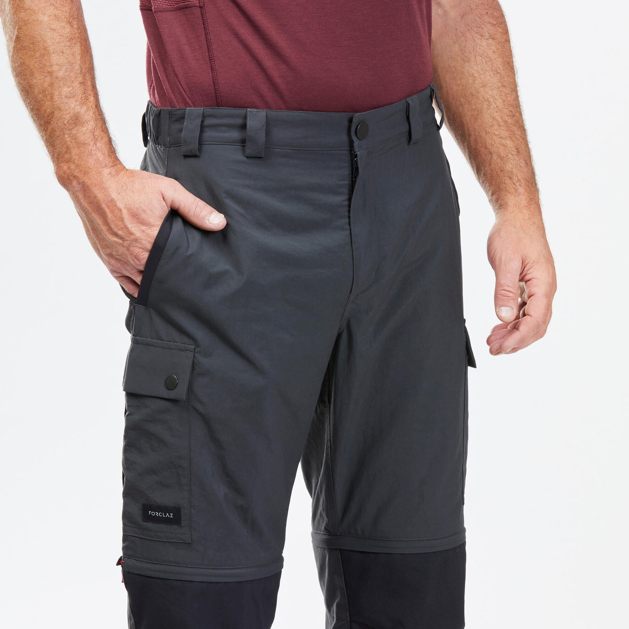 Forclaz Men's MT100 2-in-1 Convertible Hiking Pants with Zip-Off Legs - Lightweight Quick-Dry Trekking Trousers for Outdoor Adventures & Travel