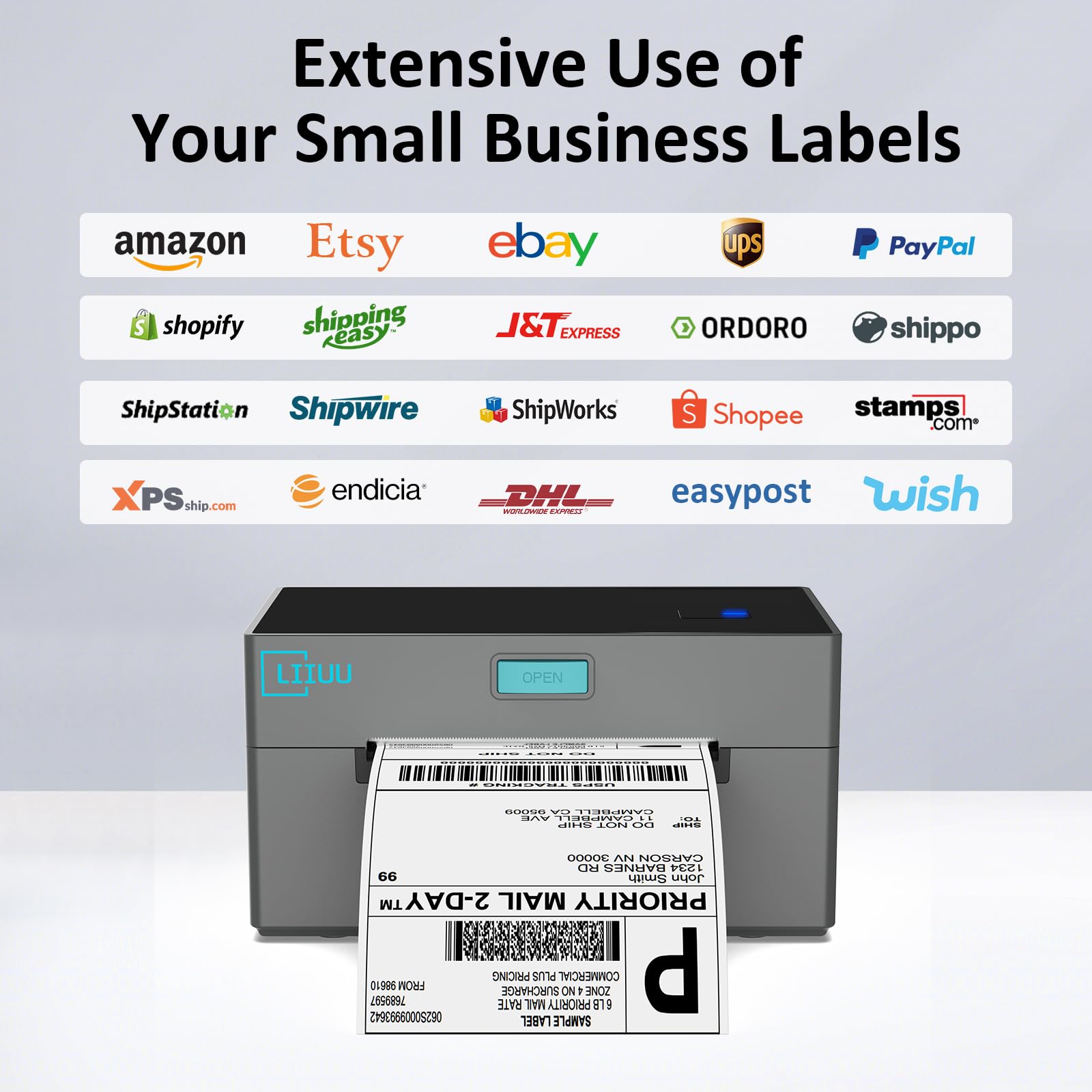 Bluetooth Thermal Shipping Label Printer 4x6 - Wireless Label Maker for iOS, iPhone, iPad, Android, Mac & Windows - Compatible with Amazon, eBay, Shopify, Etsy, USPS, UPS - Perfect for Home Businesses & E-commerce Shipping