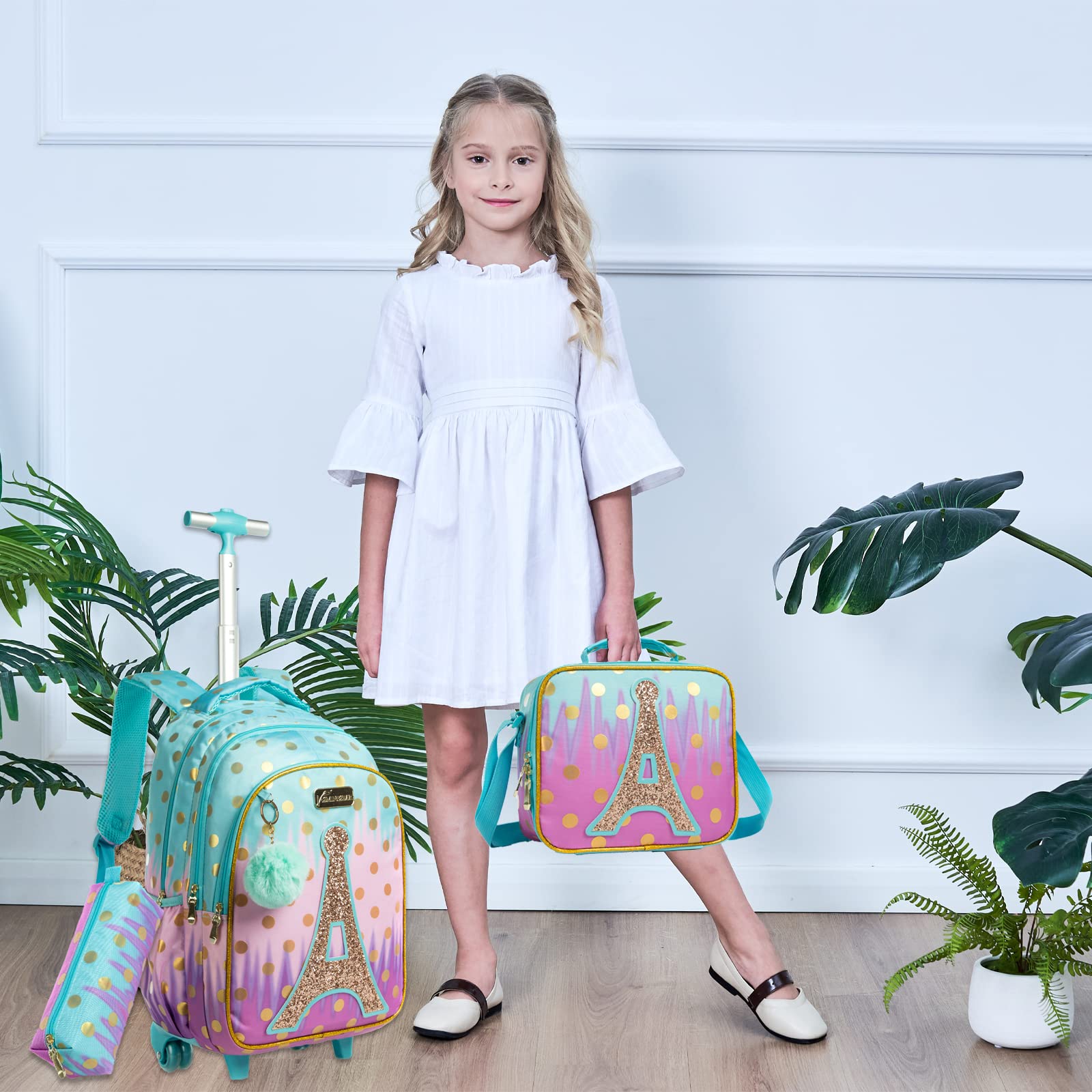 **Egchescebo Kids Rolling Backpack - Durable School Bags for Girls & Boys, Wheeled Luggage Suitcase for Travel & Daily Use**    *Perfect for School, Travel, and Everyday Adventures!*