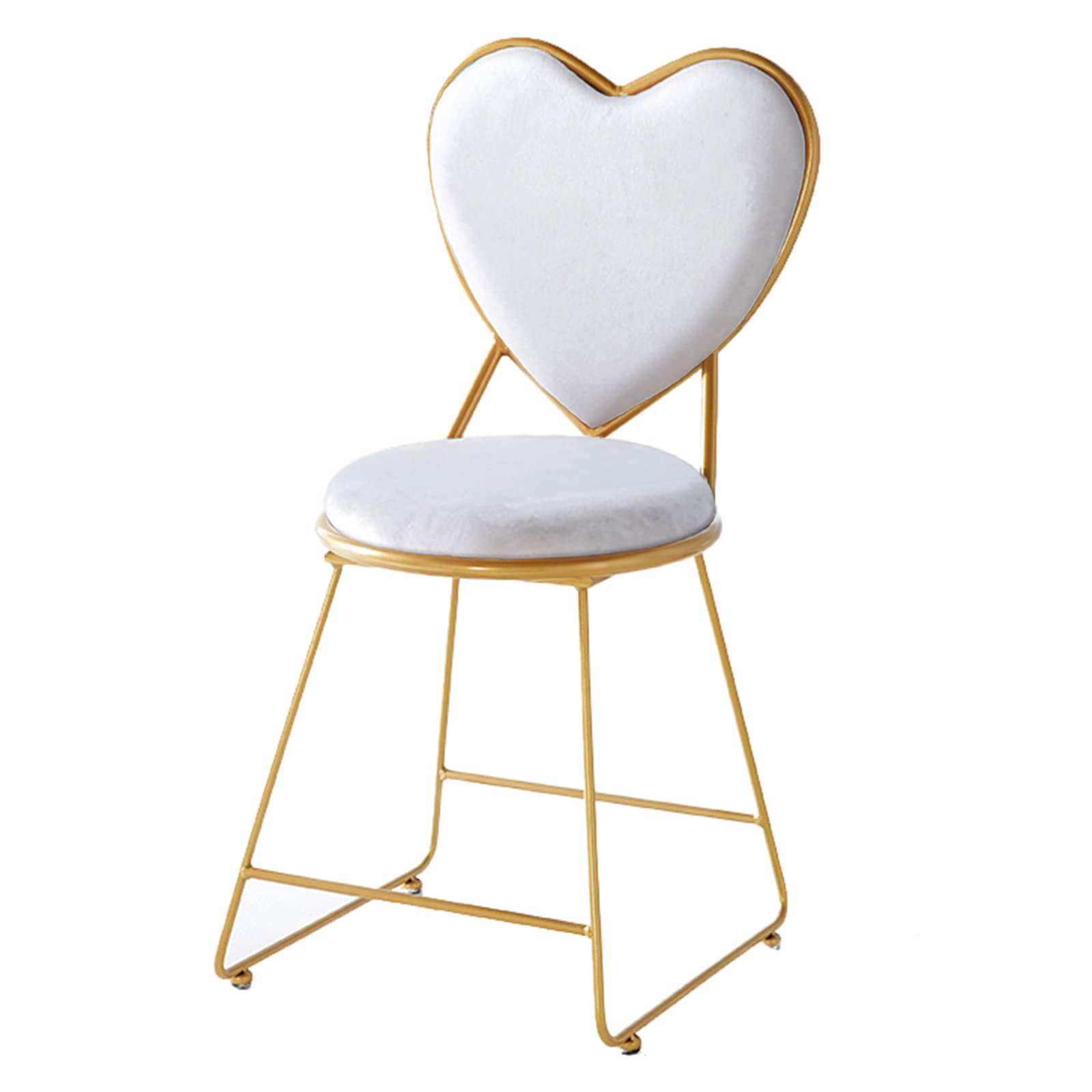 JHSLXD 80CM Vanity Makeup Chair with Golden Back - Creative Love Shape Flannel Dressing Table Chair for Kids Room, Light Gray - Perfect for Bedroom, Nursery & Beauty Salon Decor