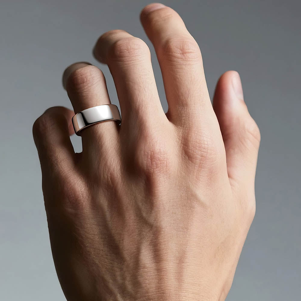 8mm Classic High Polished Flat Surface Men's Wedding Band Ring - Durable Tungsten Carbide Comfort Fit for Grooms, Engagements & Anniversaries - Perfect for Everyday Wear & Special Occasions
