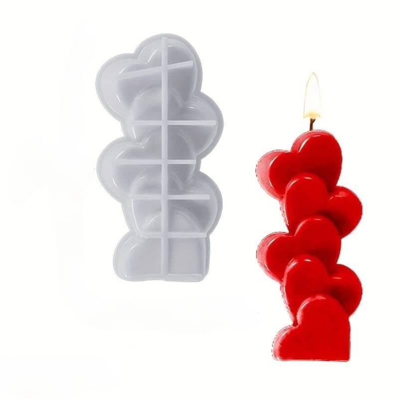Heart-Shaped Resin Candle Molds - 3D Silicone Wax Molds for DIY Handmade Candles, Fondant, Soap, Cake Decorating & Aromatherapy Crafts | Perfect for Wedding, Valentine's Day & Home Decor Gifts