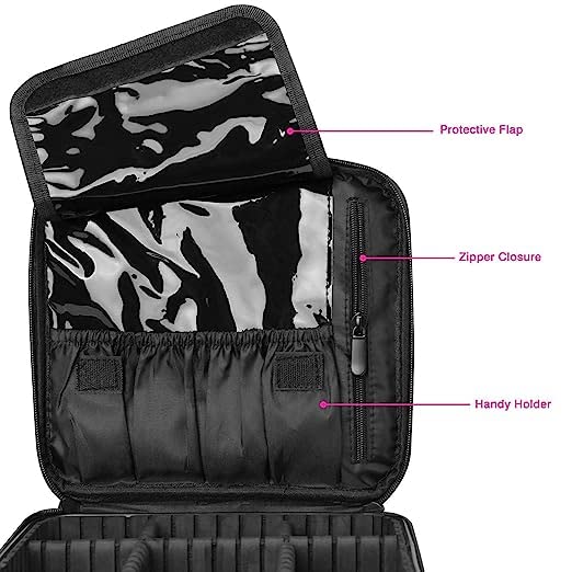 EKANTIK Professional Makeup Organizer Travel Cosmetic Case - Adjustable Compartments Vanity Bag with Portable Storage | Perfect for Travel, Home & Salon Use (Multicolor, Pack of 1)