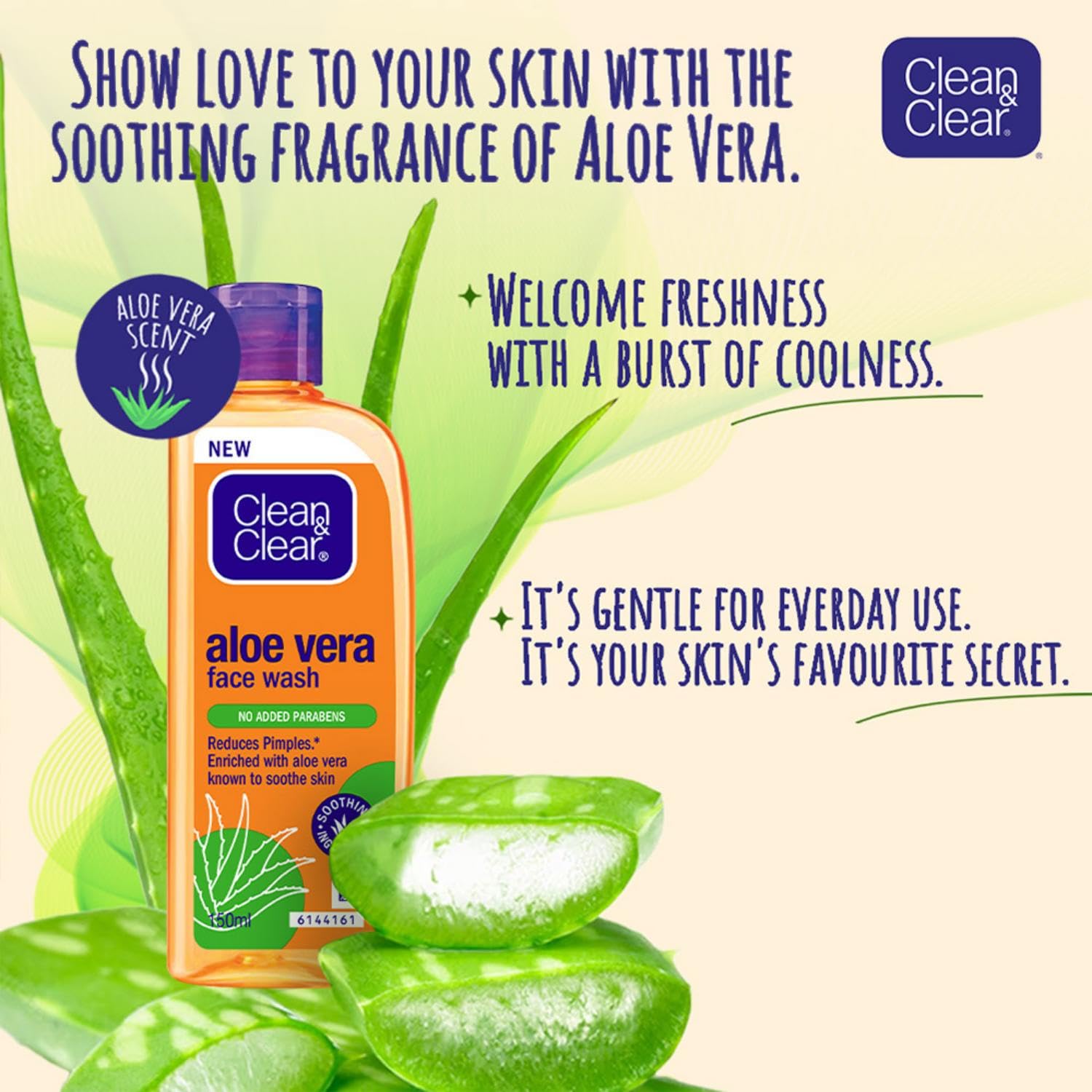 Clean & Clear Aloe Vera Face Wash 150ml - Gentle Cleansing for Acne-Prone Skin - Perfect for Daily Skincare Routine & Travel