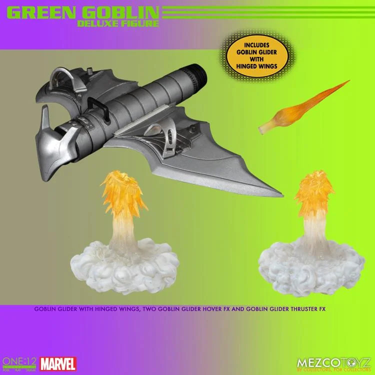 Mezco One:12 Collective Green Goblin Action Figure - Premium 6-Inch Marvel Collectible for Display & Role Play - Perfect for Comic Fans & Collectors