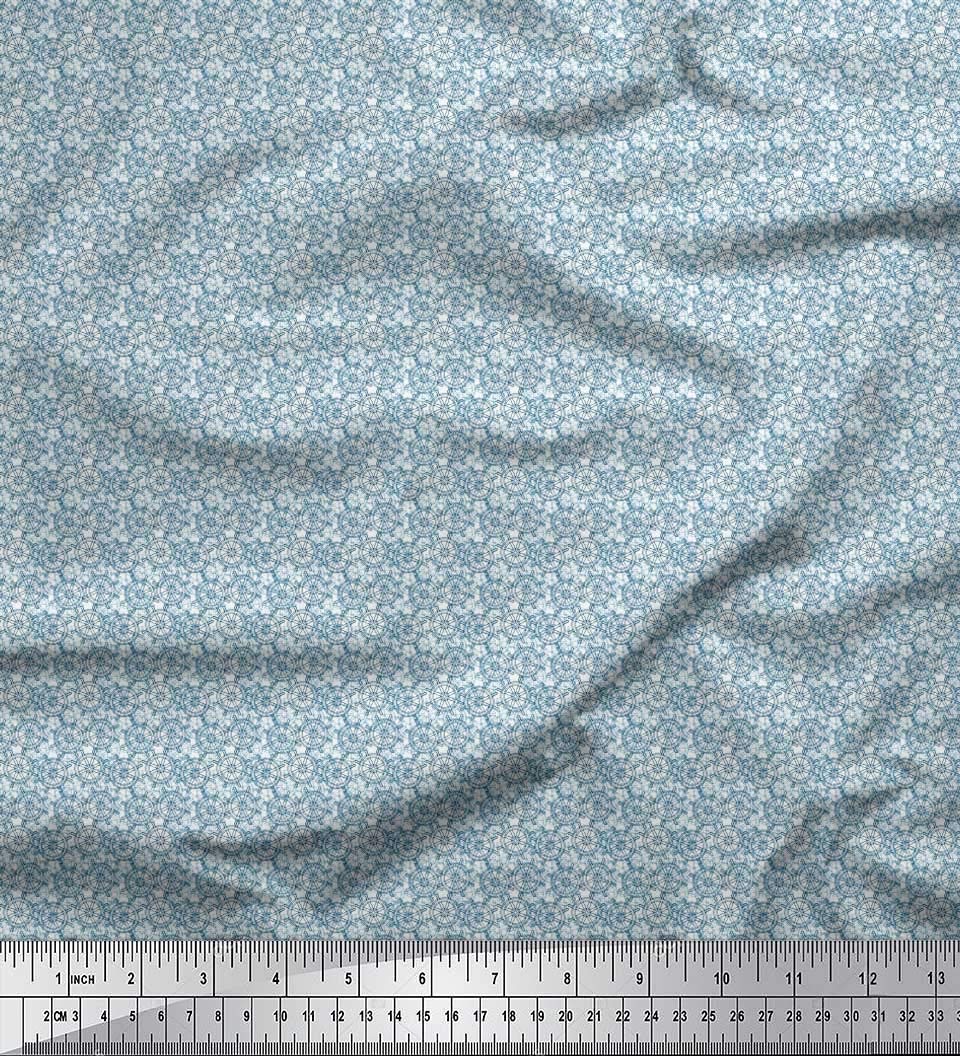 Soimoi Moss Georgette Brown Fabric by The Yard - 42 Inch Wide Nautical Shirting with Ship Wheel Prints - Lightweight Printed Fabric for Dresses, Blouses & Home Decor
