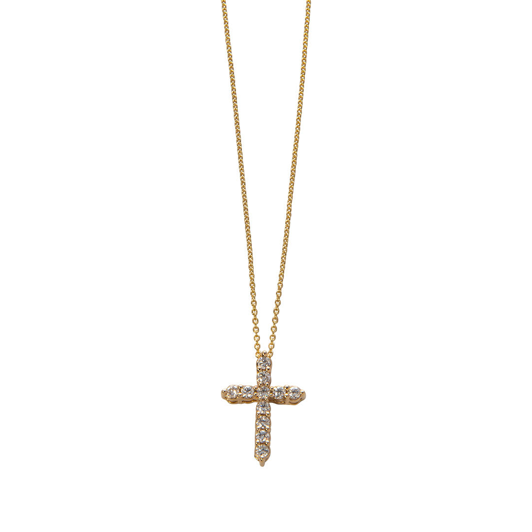 14K Yellow Gold Diamond Cross Pendant Necklace - 0.24 Carat Genuine Diamond Jewelry for Women, Perfect for Gifts, Weddings & Religious Occasions