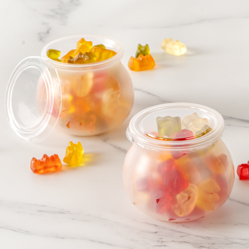 4 oz Frosted Plastic Candy Jars with Lids - 2.5