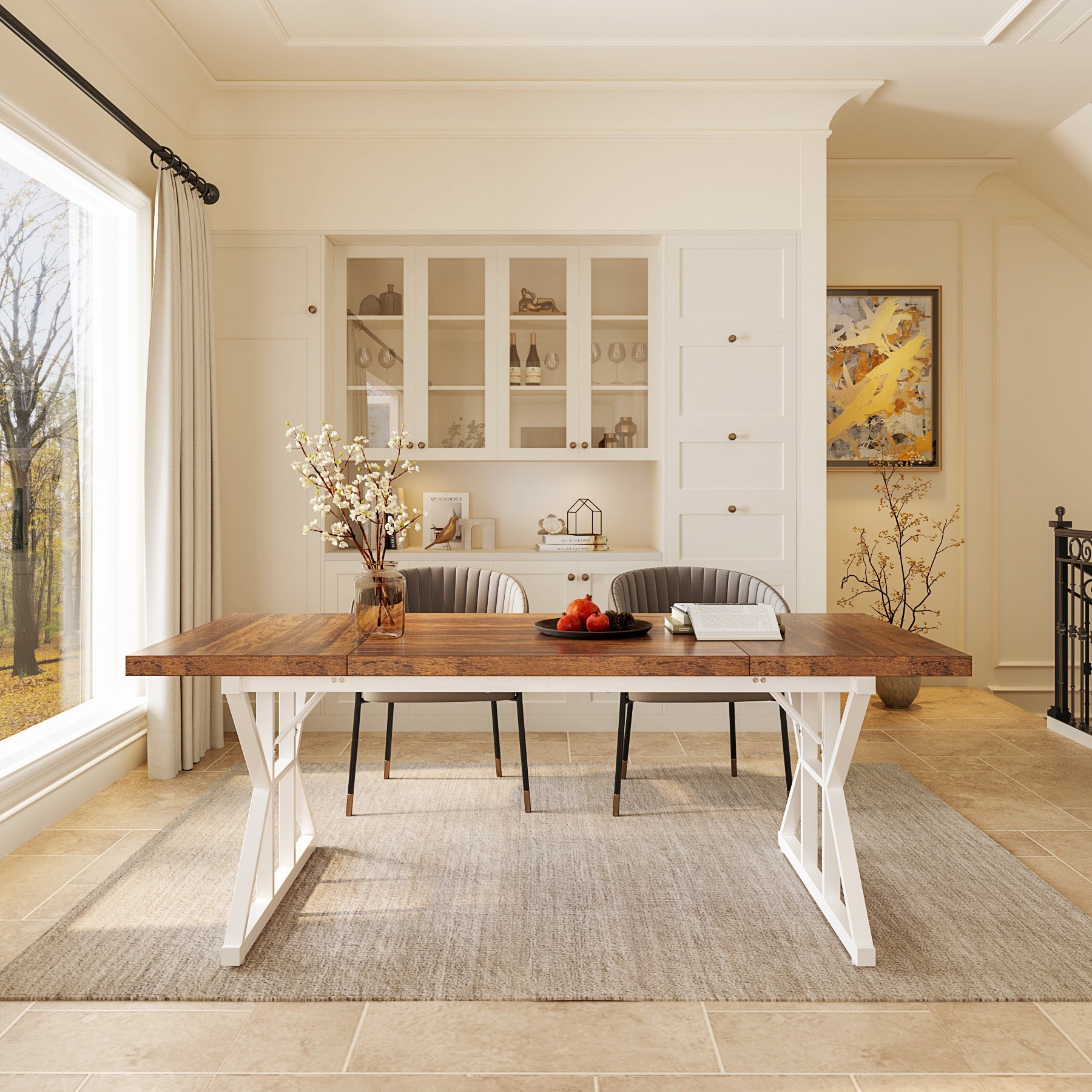 Solid Wood Farmhouse Dining Table - 70.8