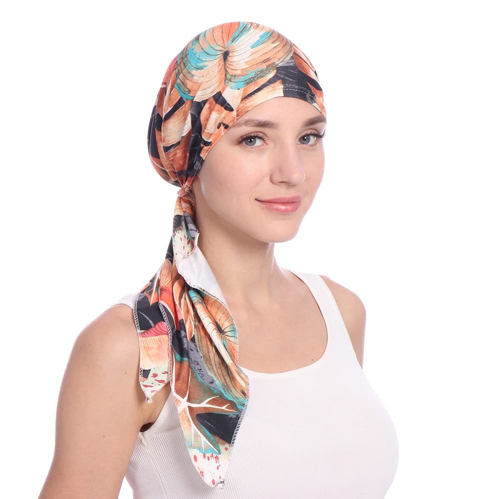 Qhome Women's Stretchy Pre-Tied Head Scarf - Soft Comfort Headwrap for Chemo, Cancer Patients - Perfect for Hair Loss, Hospital Visits & Everyday Wear