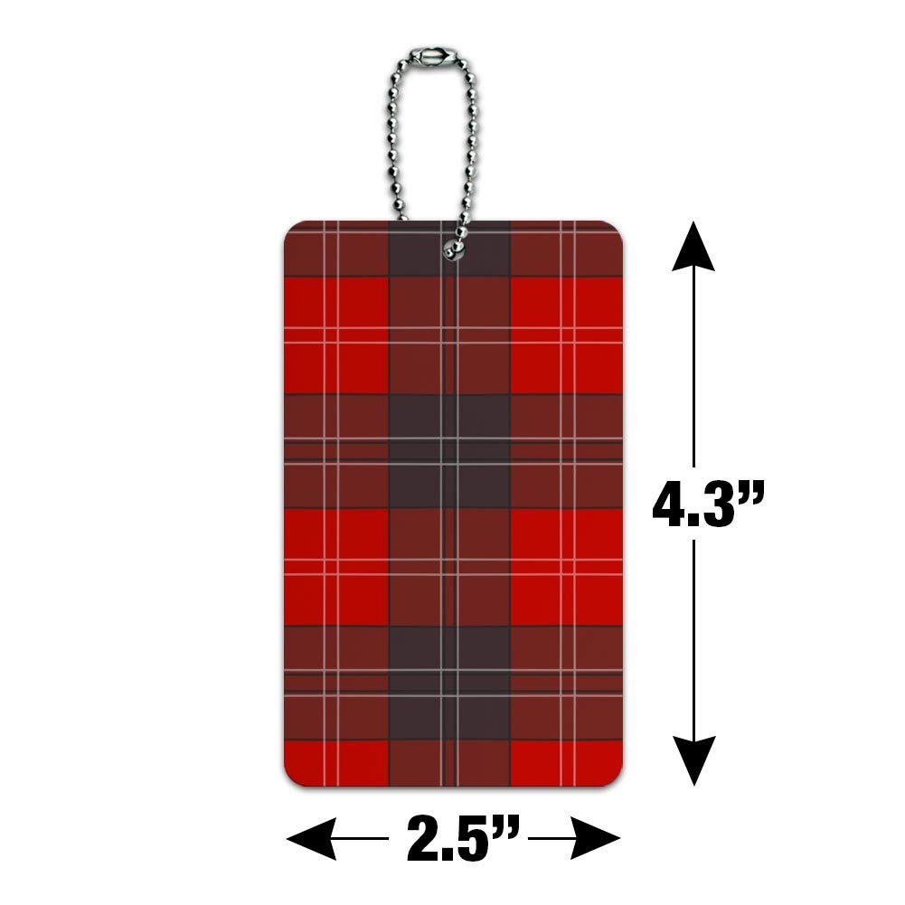Red and Gray Plaid Luggage Tag - Durable Suitcase ID Tag for Carry-On Bags - Perfect for Travel, Business Trips, and Vacation Identification