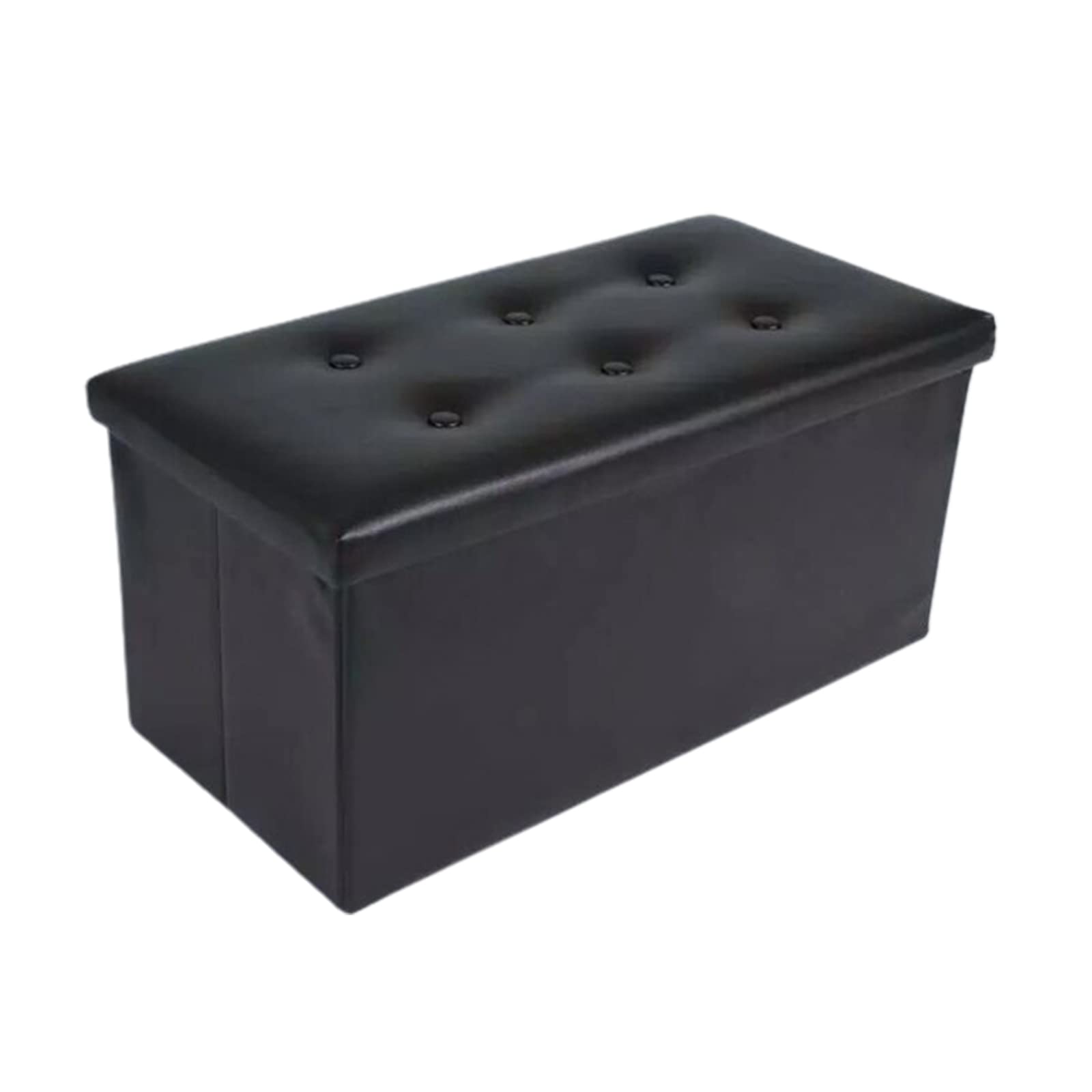 WSNDY 30 Inch PU Leather Storage Ottoman Bench - Foldable Footrest Shoe Bench with Button Tufted Design for Bedroom, Living Room & Entryway | Space-Saving Seat with Hidden Storage for Shoes, Blankets & Home Organization
