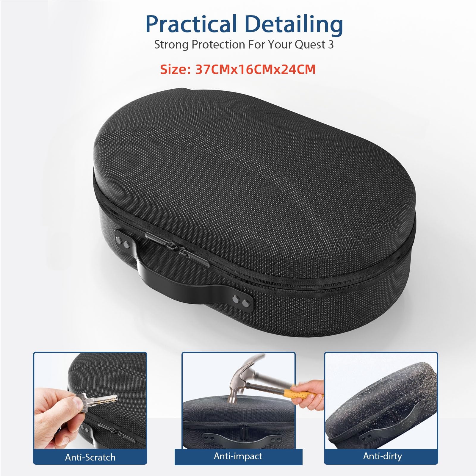 Meta Quest 3 VR Headset & Controller Carrying Case - Shockproof, Waterproof Storage Bag for Quest 3 VR Gaming System & Elite Strap Accessories - Perfect for Travel, Storage & VR Gaming Protection