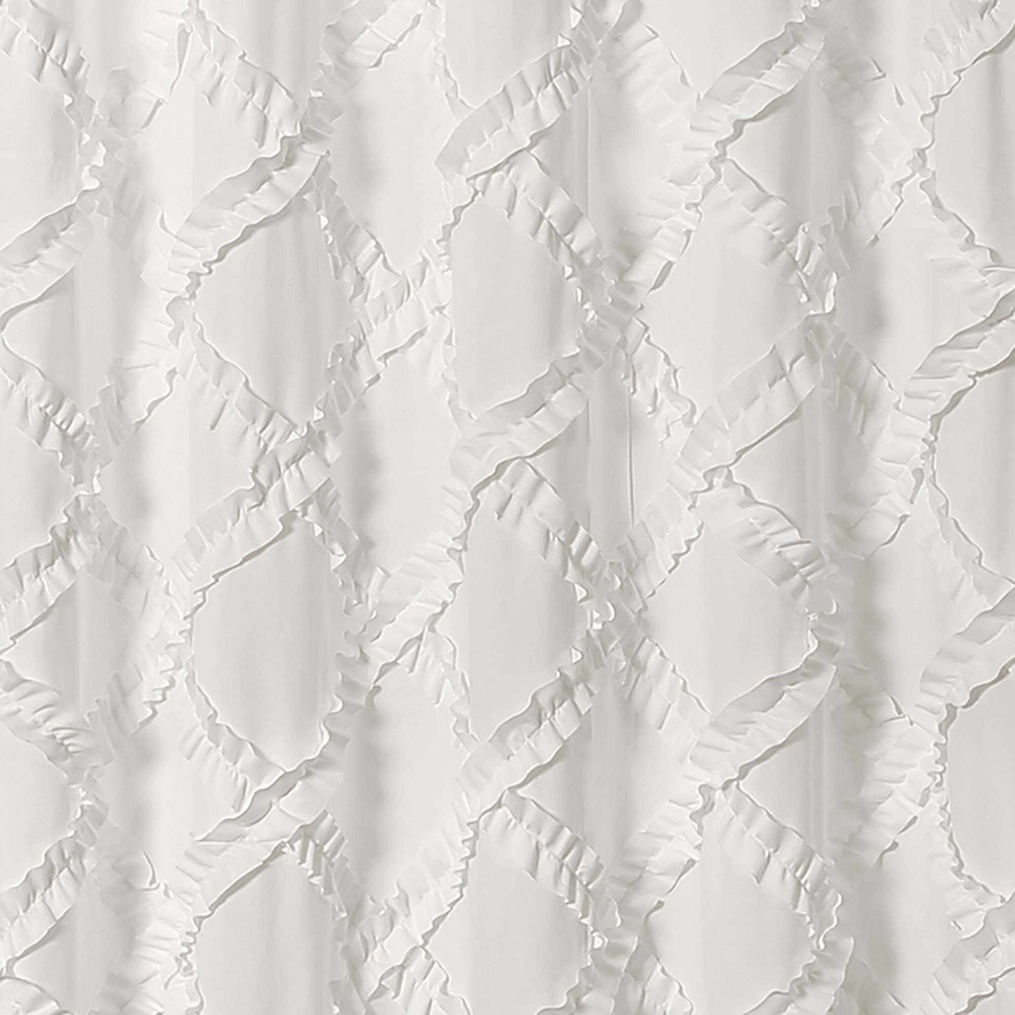 Lush Decor Textured Shower Curtain - Vintage Bathroom Essentials, Diamond White Ruffles, 72x72 Inches for Elegant Home Decor | Perfect for Farmhouse, Coastal & Boho Style Bathrooms