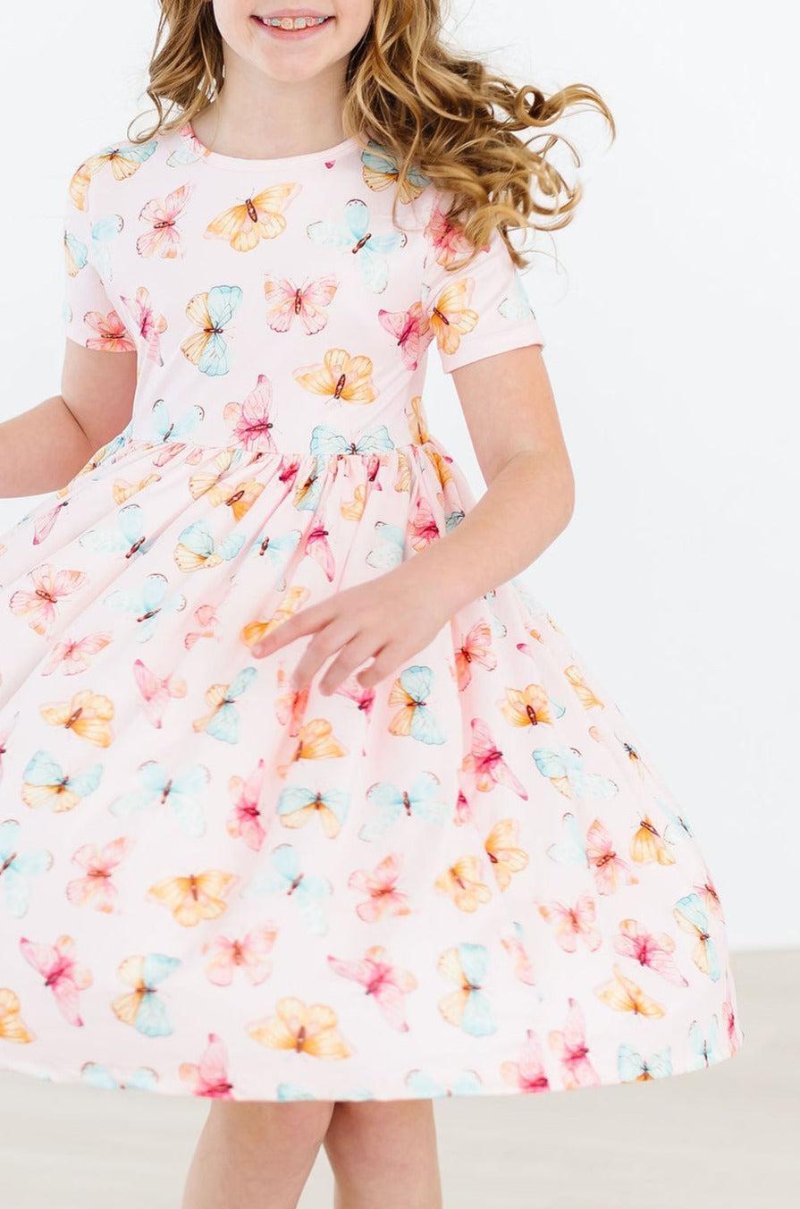 Butterfly Kisses Women's Short Sleeve Pocket Twirl Dress - Flowy Summer Dress for Casual Outings, Beach Vacations & Date Nights