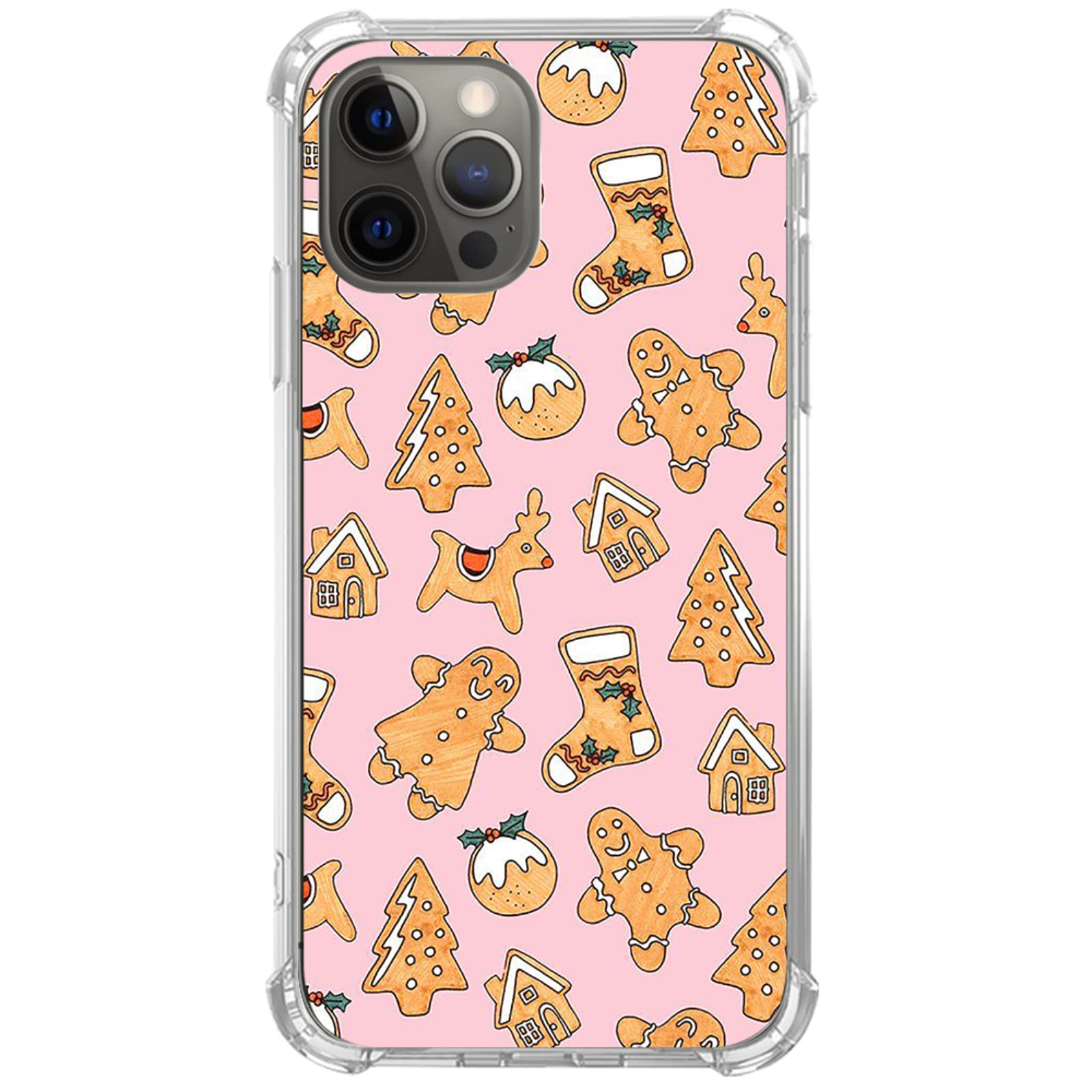 Elifi Edeal Christmas Gingerbread iPhone 12 Pro Max Case - Cute Holiday Cookie Design TPU Bumper Cover for Women, Men, Teens - Perfect Gift for Christmas, Winter Parties & Festive Celebrations
