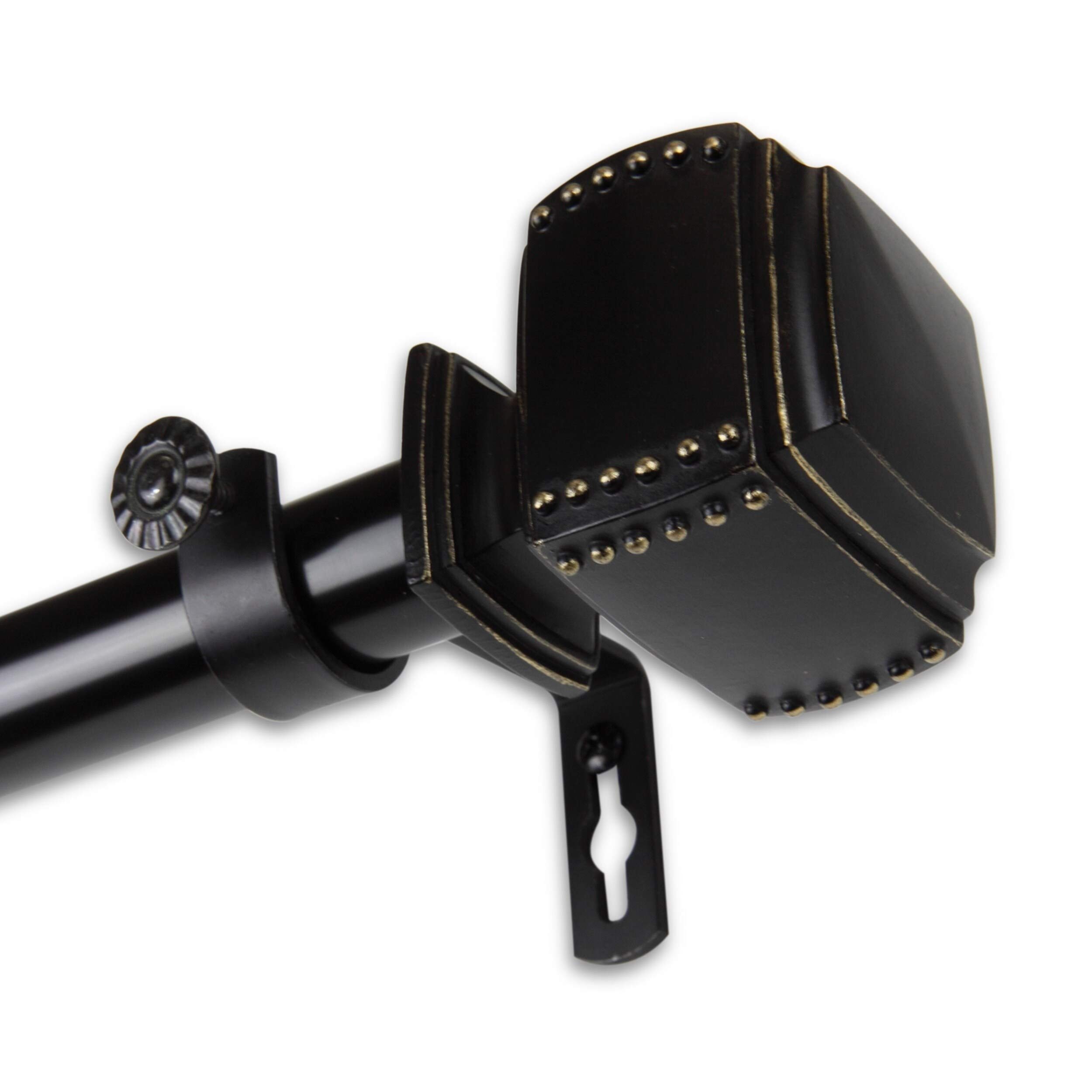 Xavier 1-Inch Diameter Adjustable Black Curtain Rod 28-48 Inches - Perfect for Living Room, Bedroom & Window Treatments
